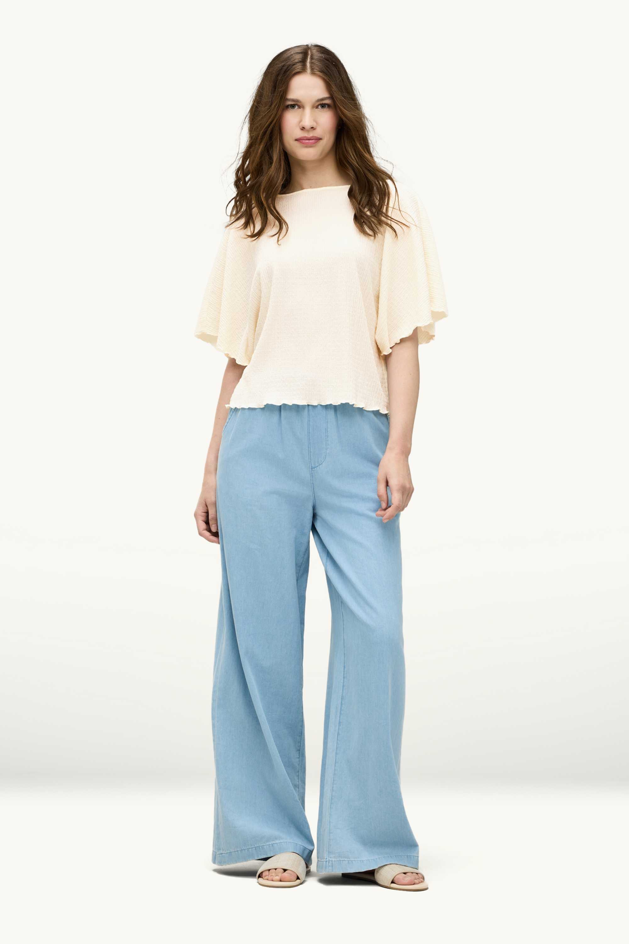 T-shirt - regular fit - smocked creme
