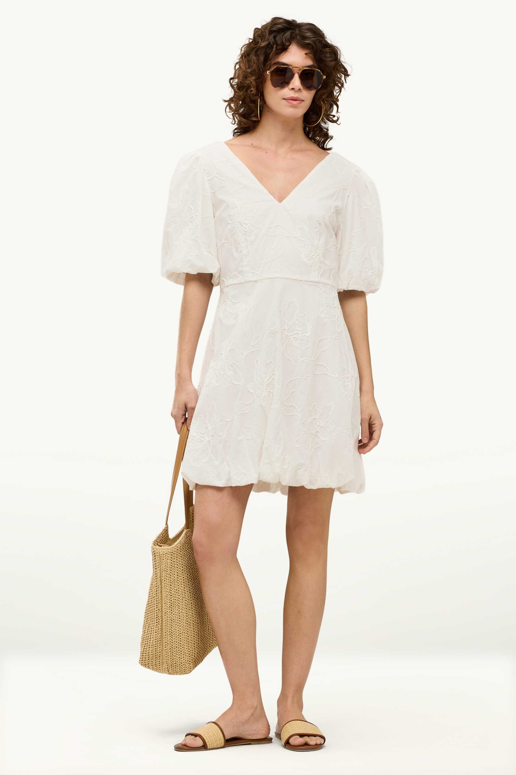 V-neck dress - floral white