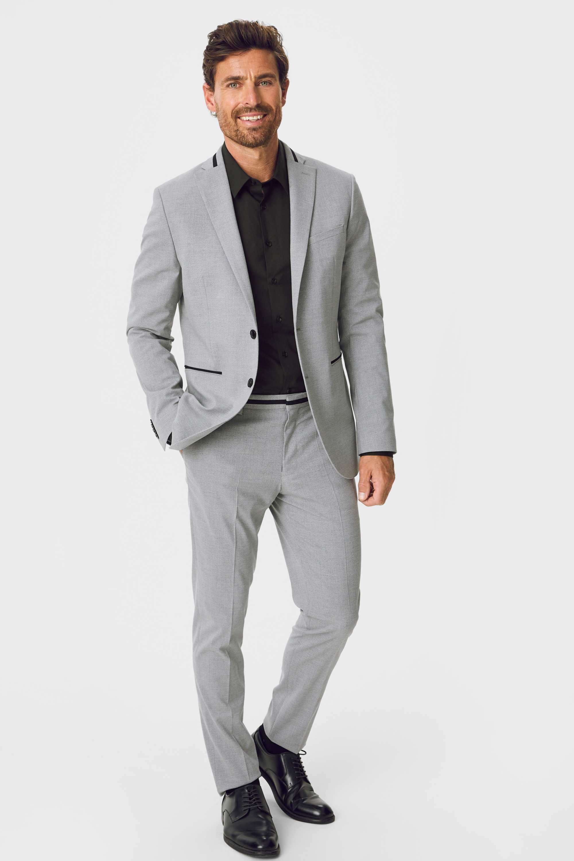 Business shirt - slim fit - kent collar - easy-iron black