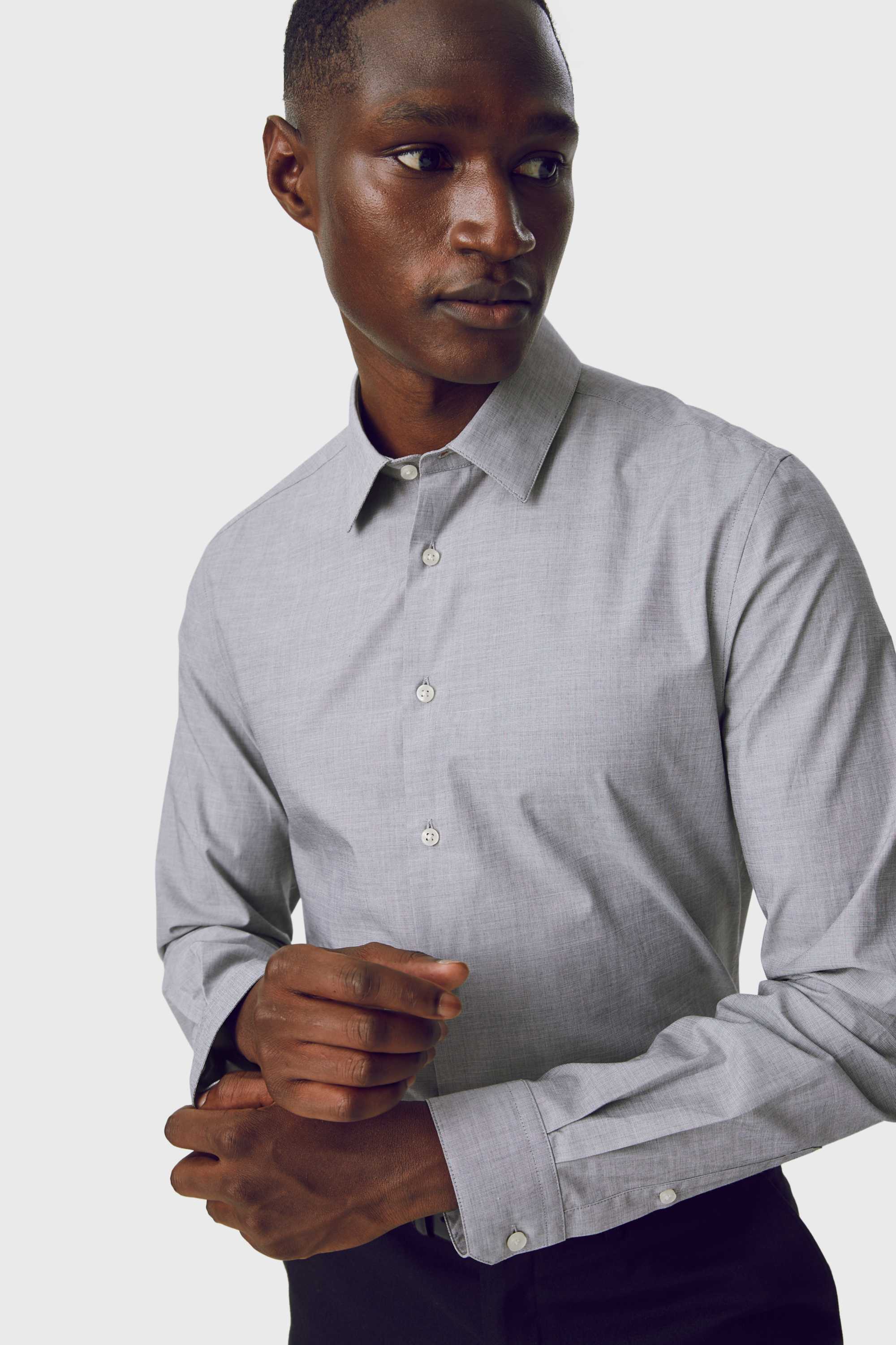Business shirt - slim fit - Kent collar - easy-iron light gray