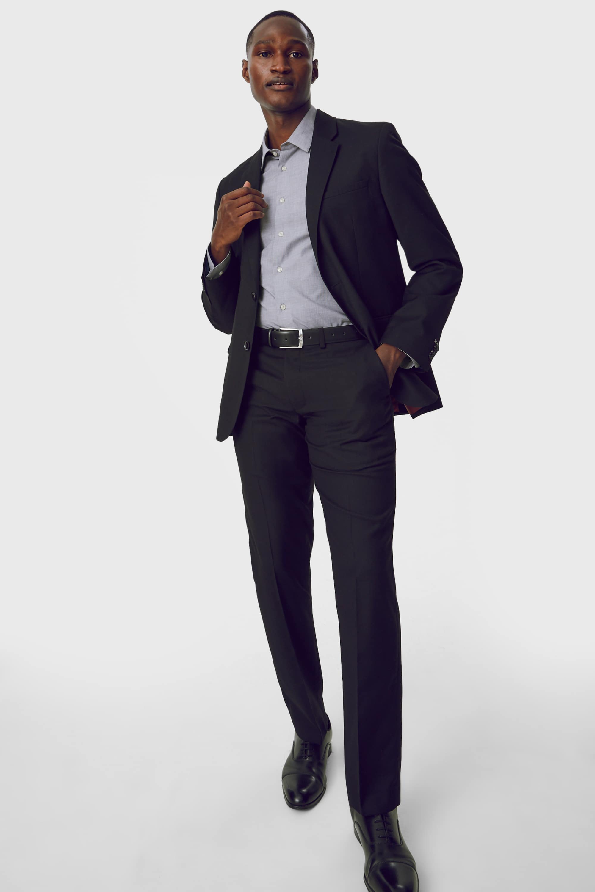 Business shirt - slim fit - Kent collar - easy-iron light gray