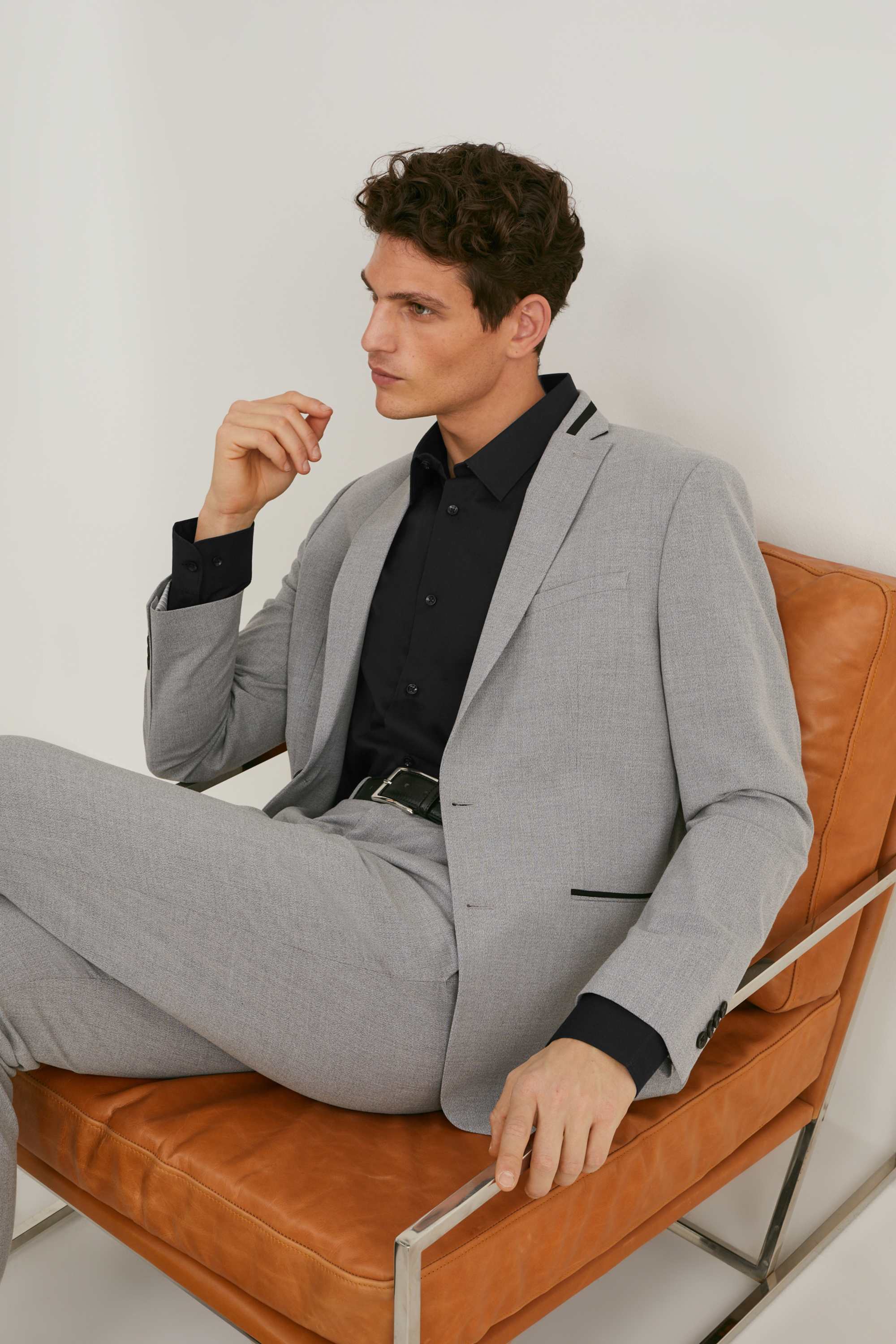 Business shirt - slim fit - extra-long sleeves - easy-iron black