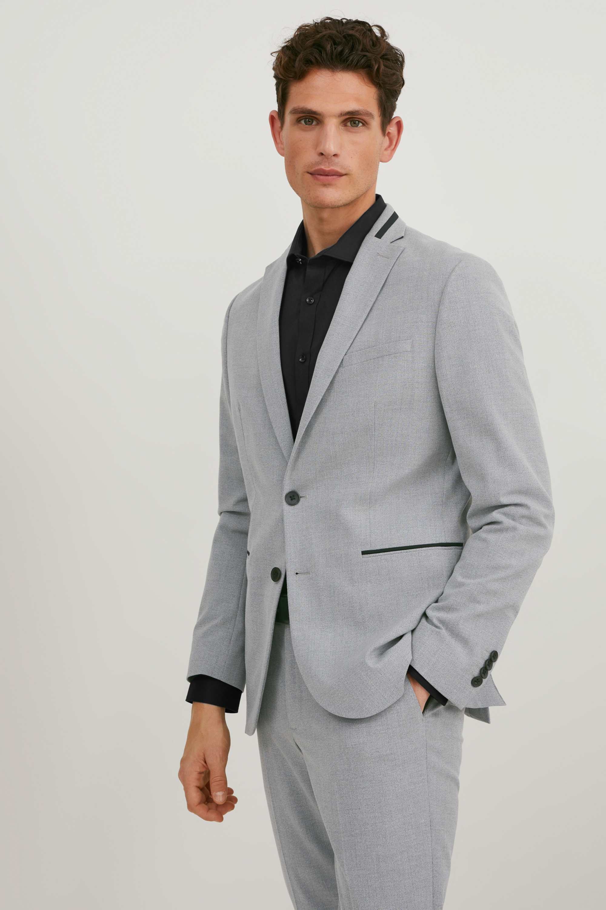 Mix-and-match tailored jacket - slim fit - Flex - LYCRA® light gray-melange
