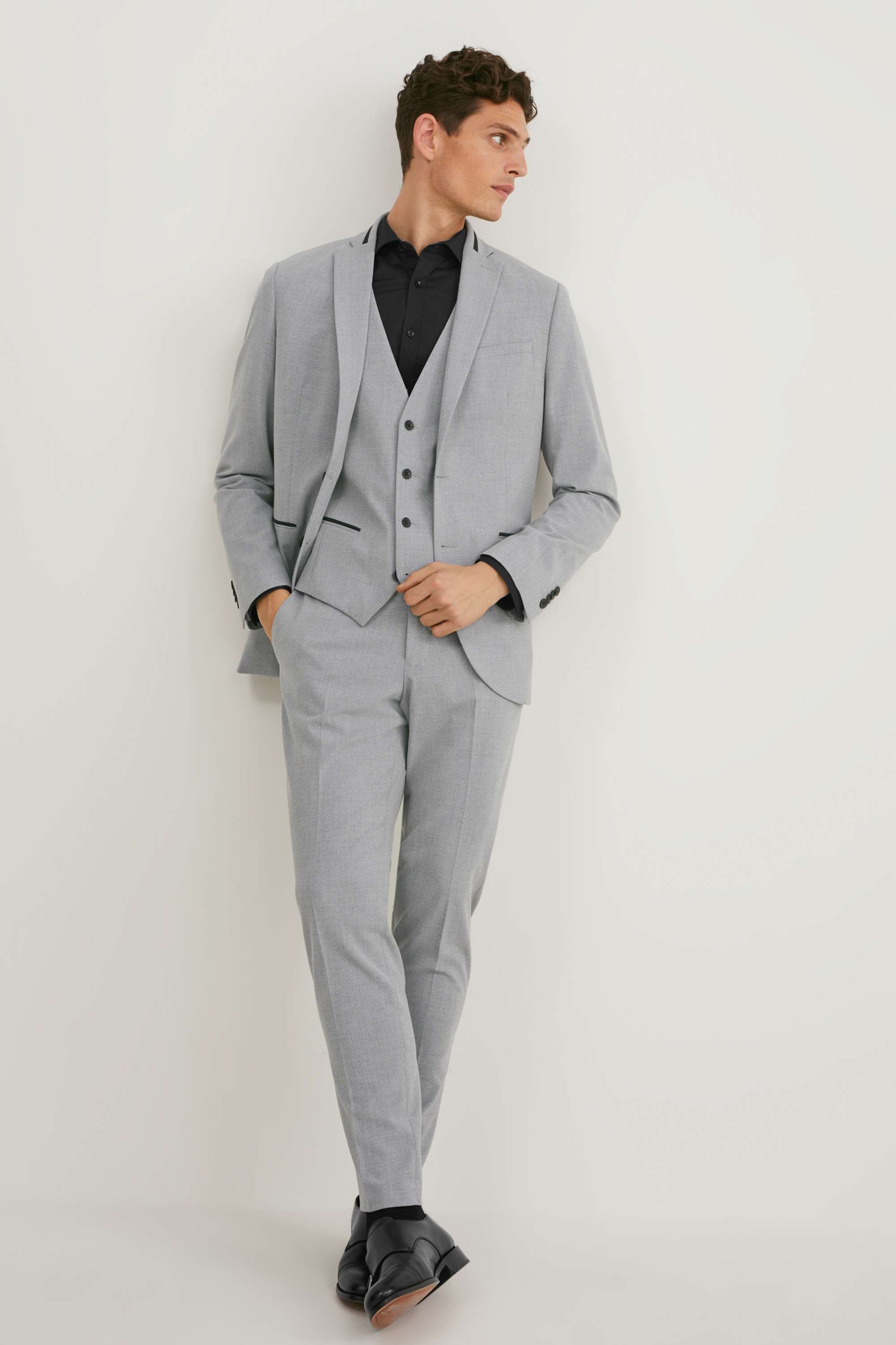 Mix-and-match tailored jacket - slim fit - Flex - LYCRA® light gray-melange