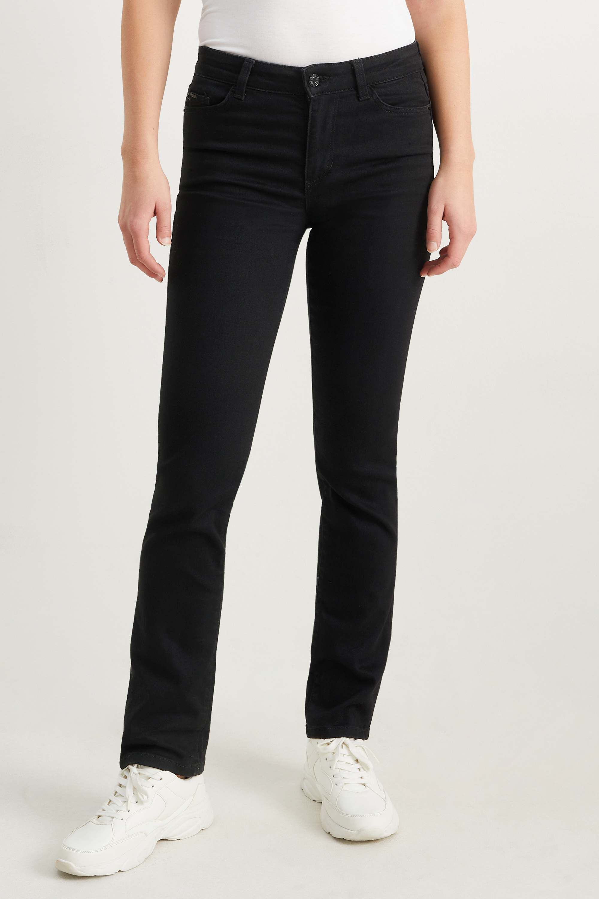 Straight jeans - mid-rise waist - LYCRA® black
