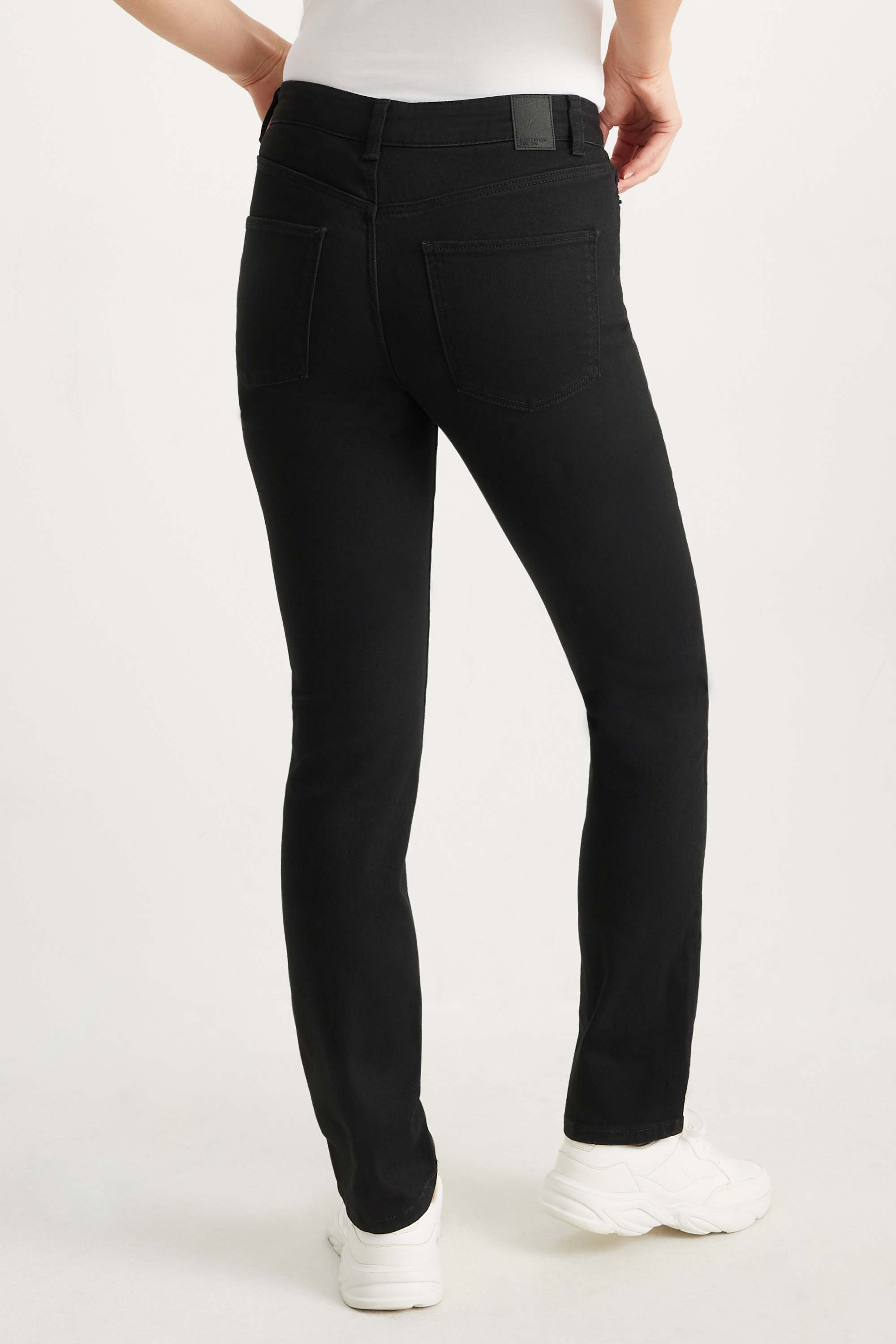 Straight jeans - mid-rise waist - LYCRA® black