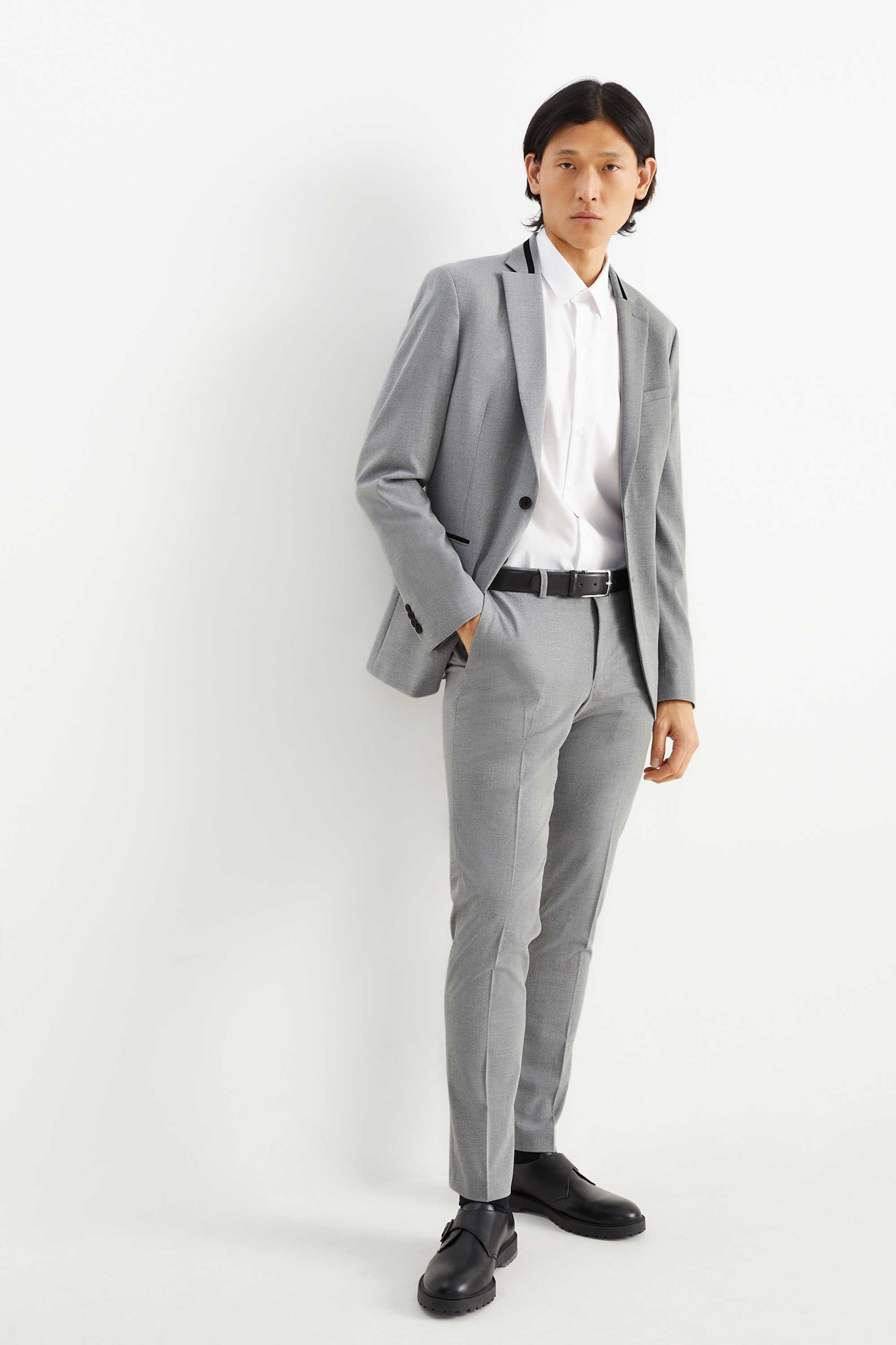 Mix-and-match tailored jacket - slim fit - Flex - LYCRA® light gray-melange