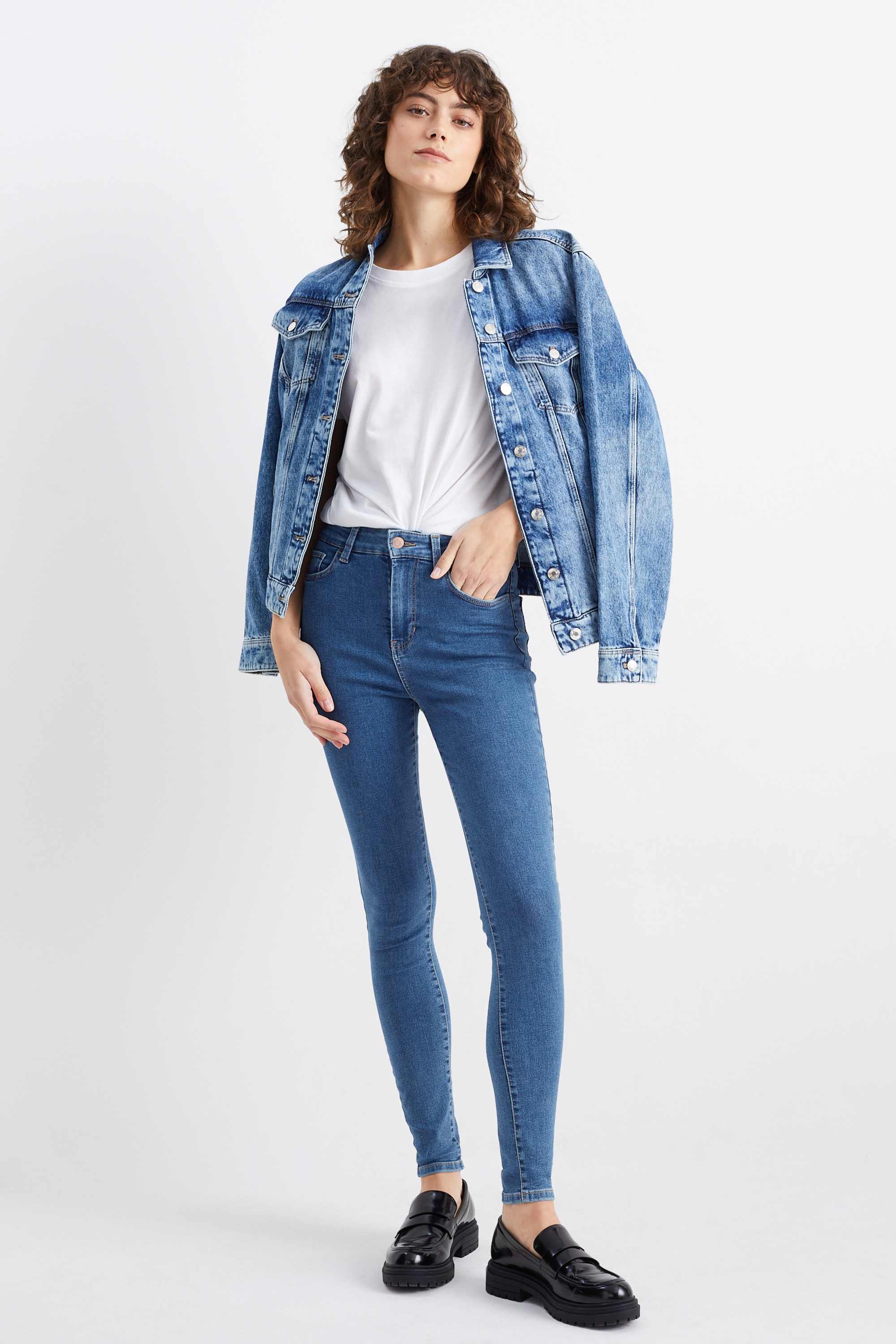 Jegging jeans - high waist blue denim