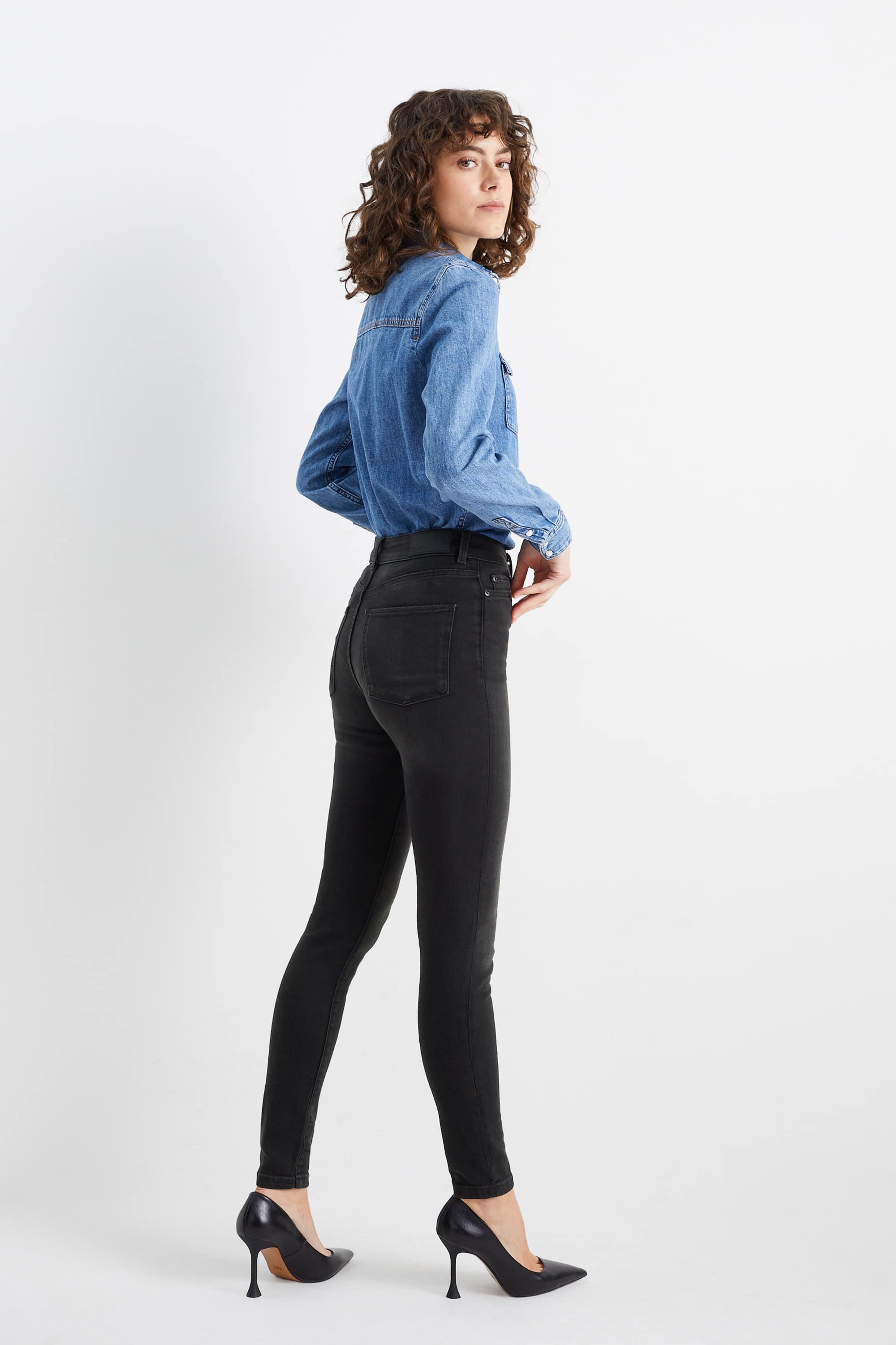 Skinny jeans - high waist - LYCRA® denim-gray