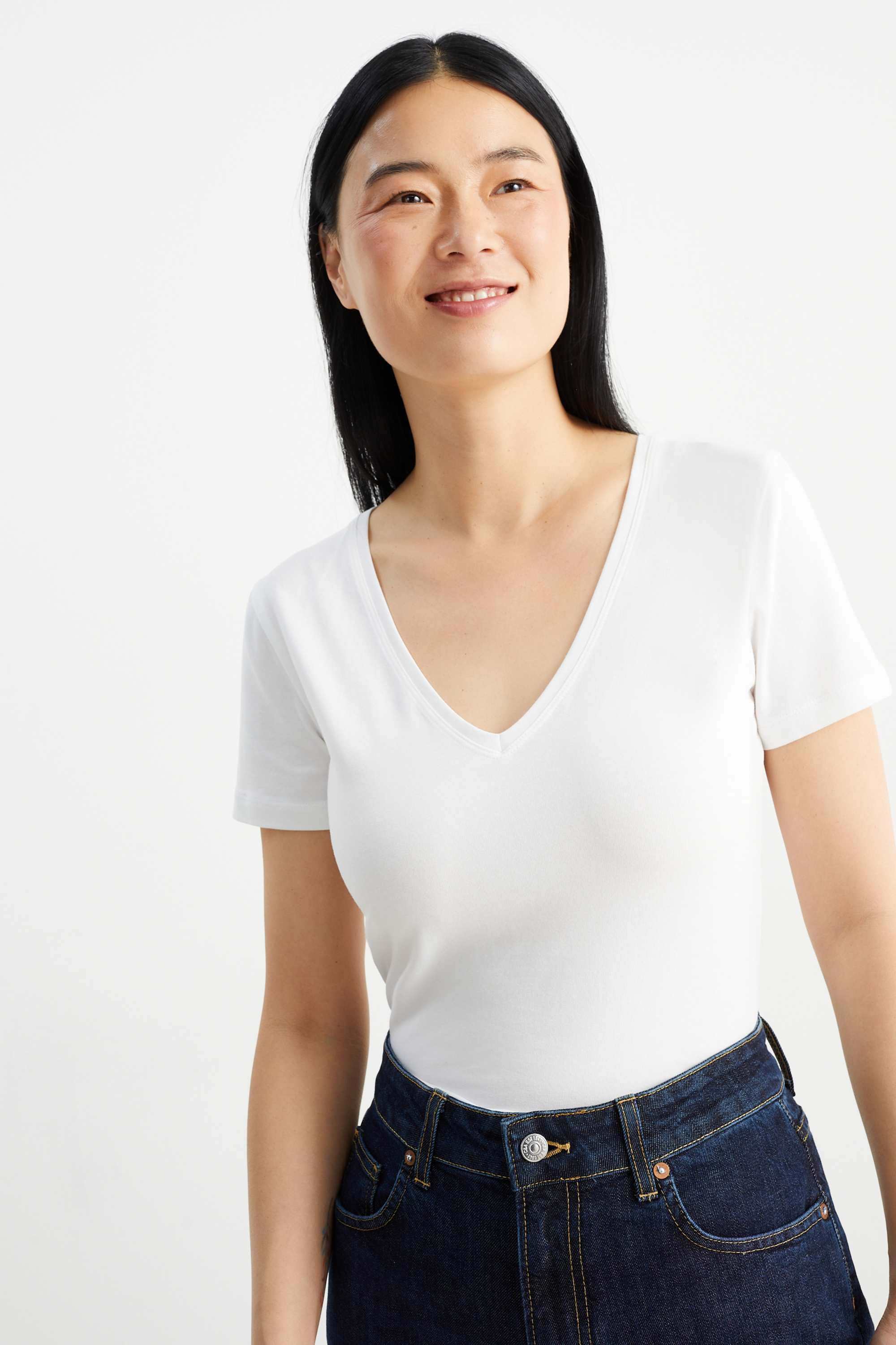 Multipack of 3 - basic V-neck T-shirt white