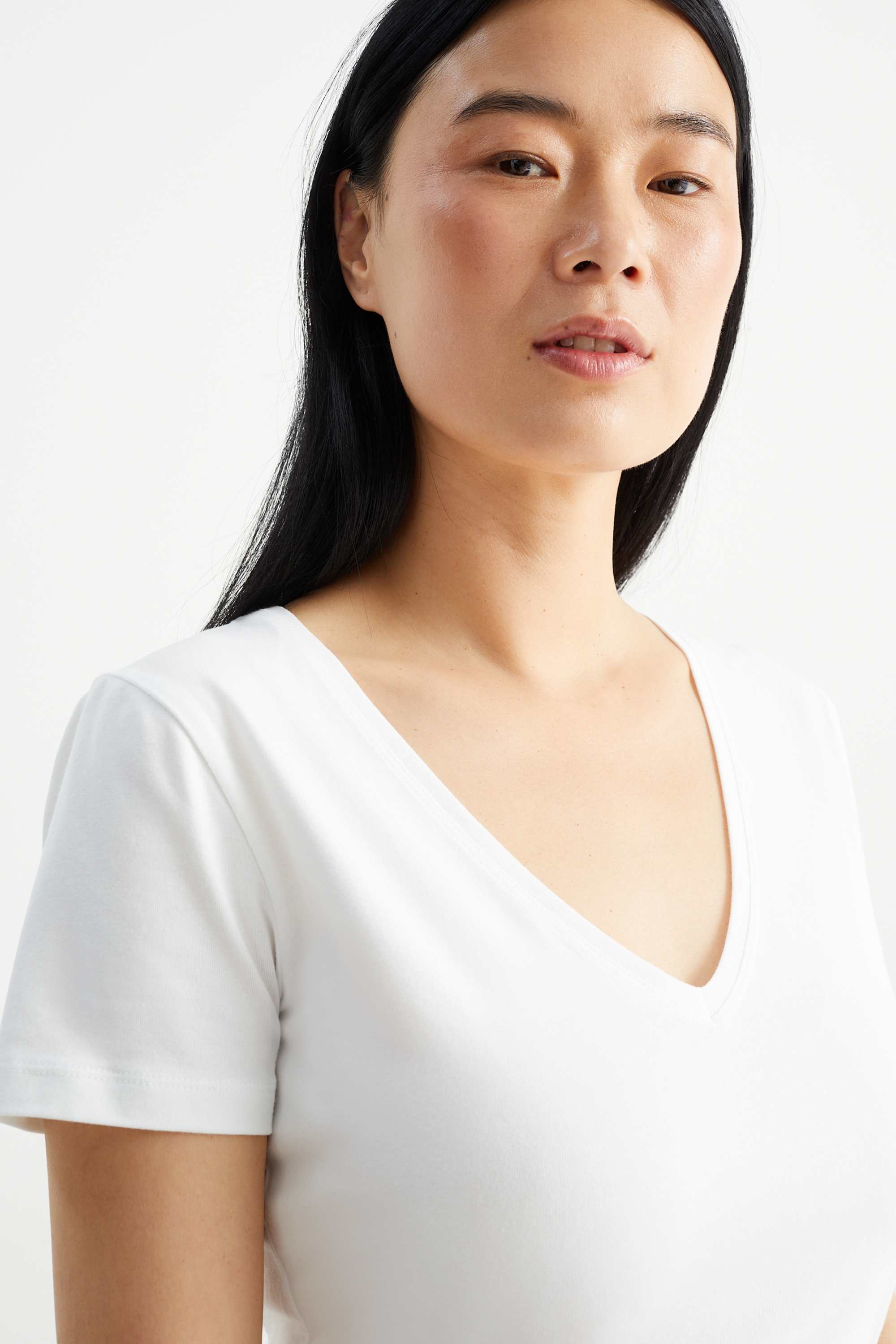 Multipack of 3 - basic V-neck T-shirt white