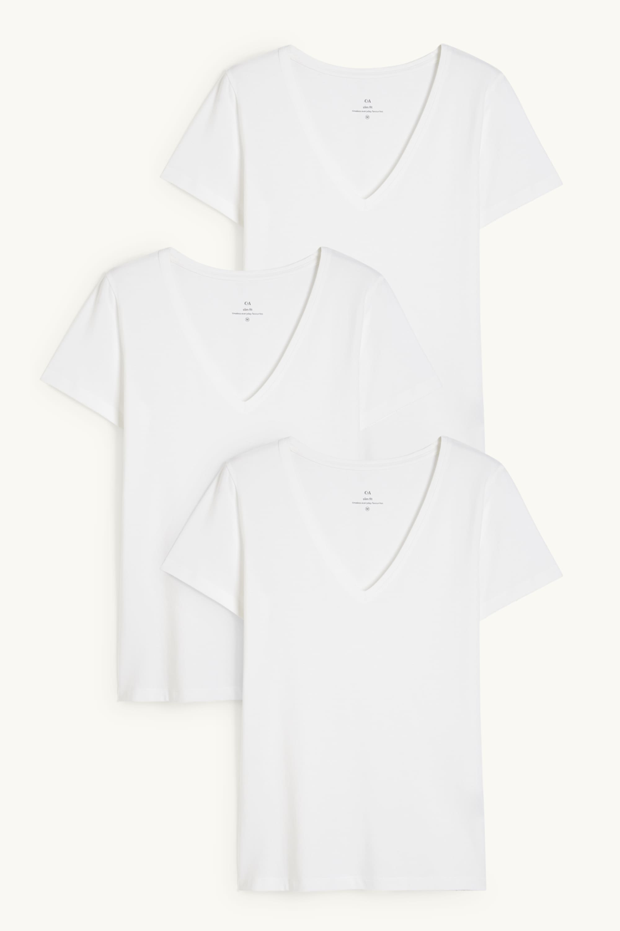 Multipack of 3 - basic V-neck T-shirt white