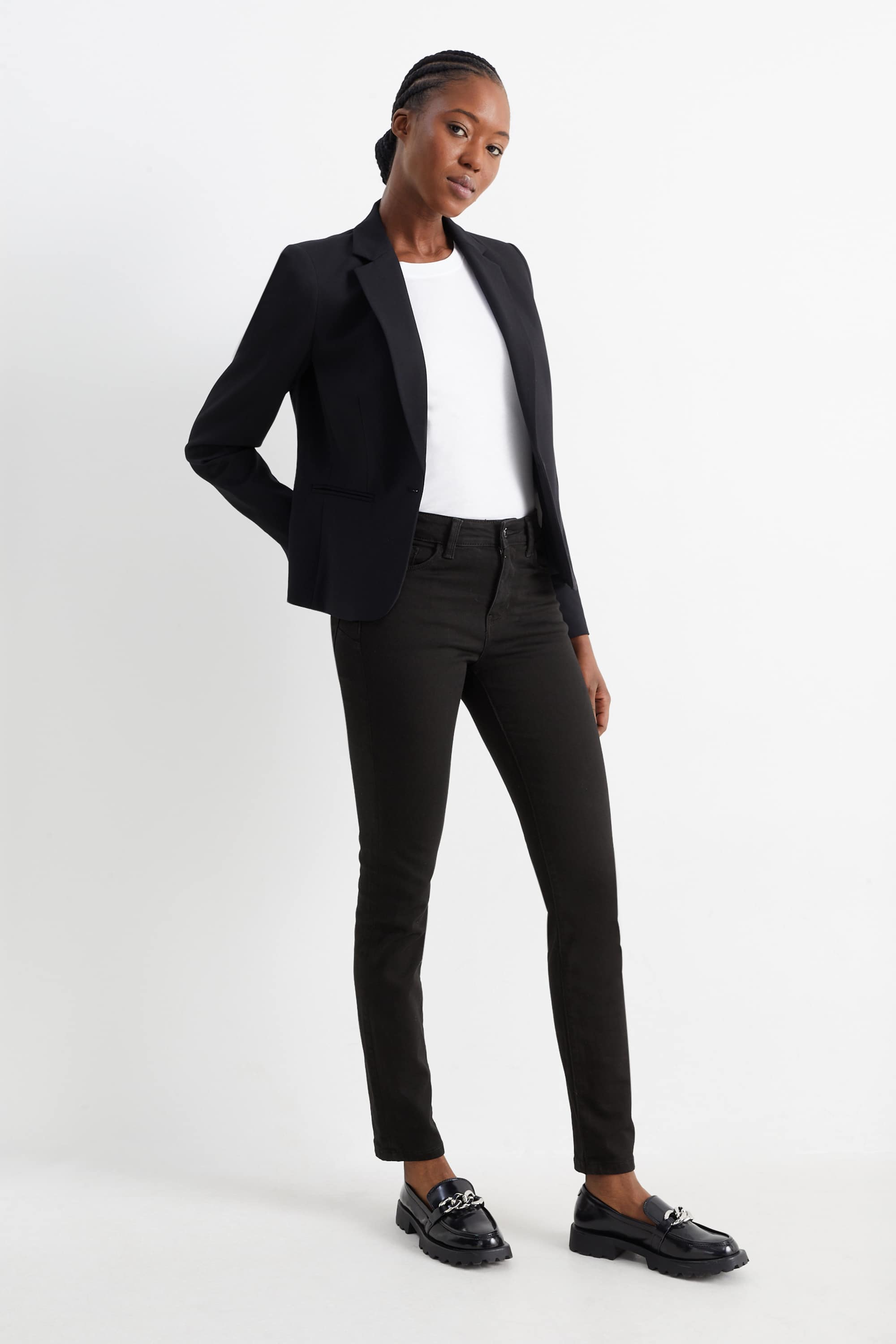 Slim jeans - mid-rise waist - shaping jeans - LYCRA® black