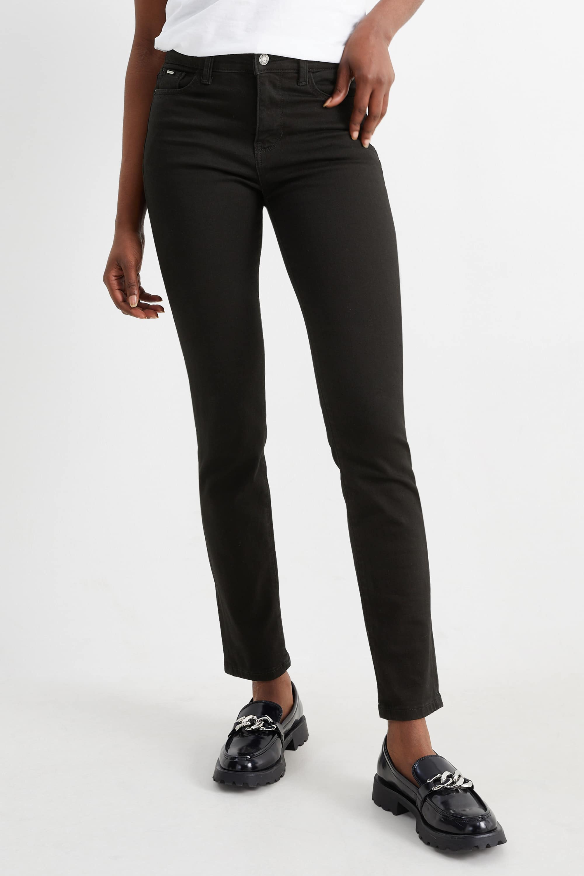 Slim jeans - mid-rise waist - shaping jeans - LYCRA® black