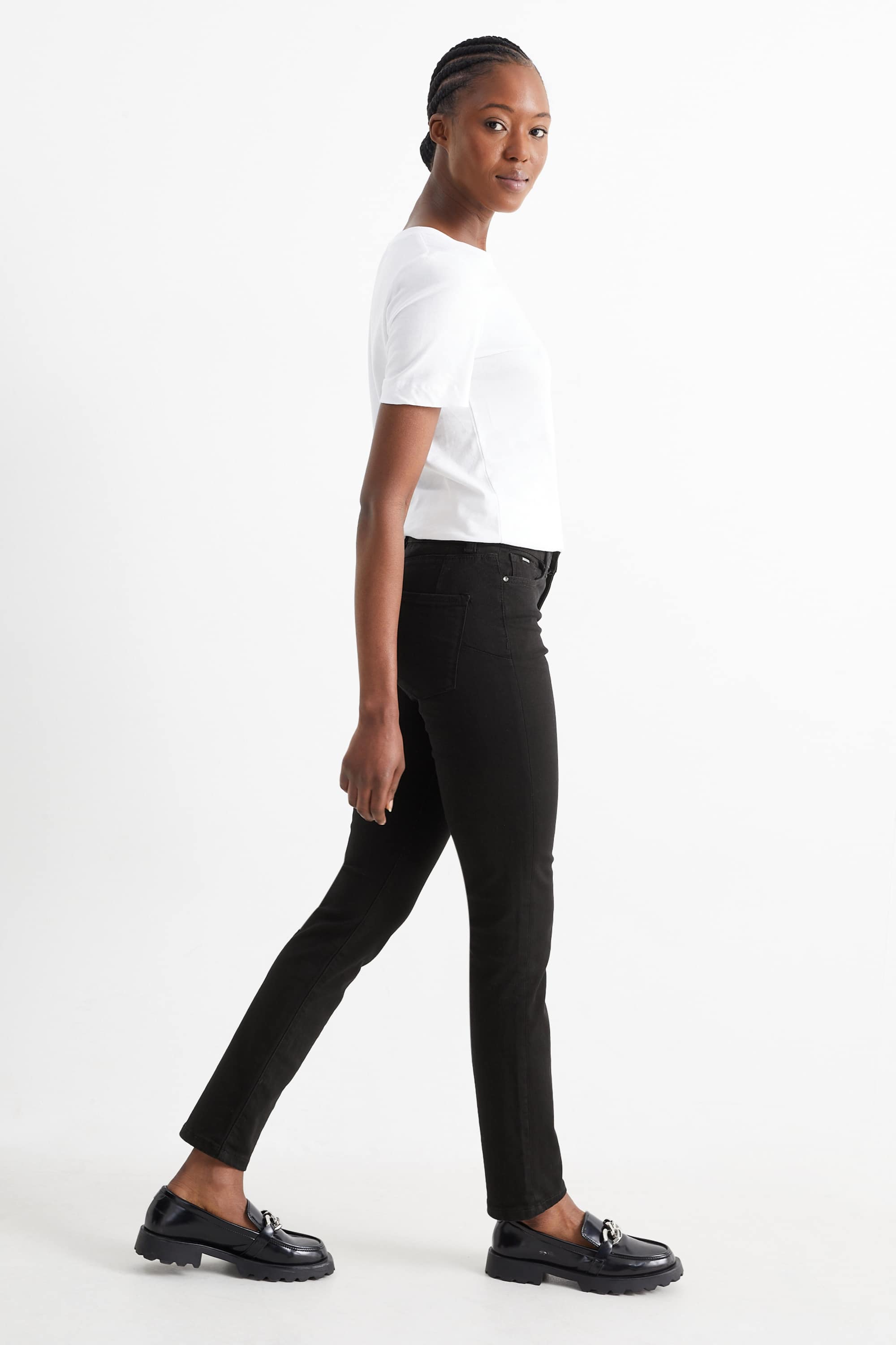 Slim jeans - mid-rise waist - shaping jeans - LYCRA® black
