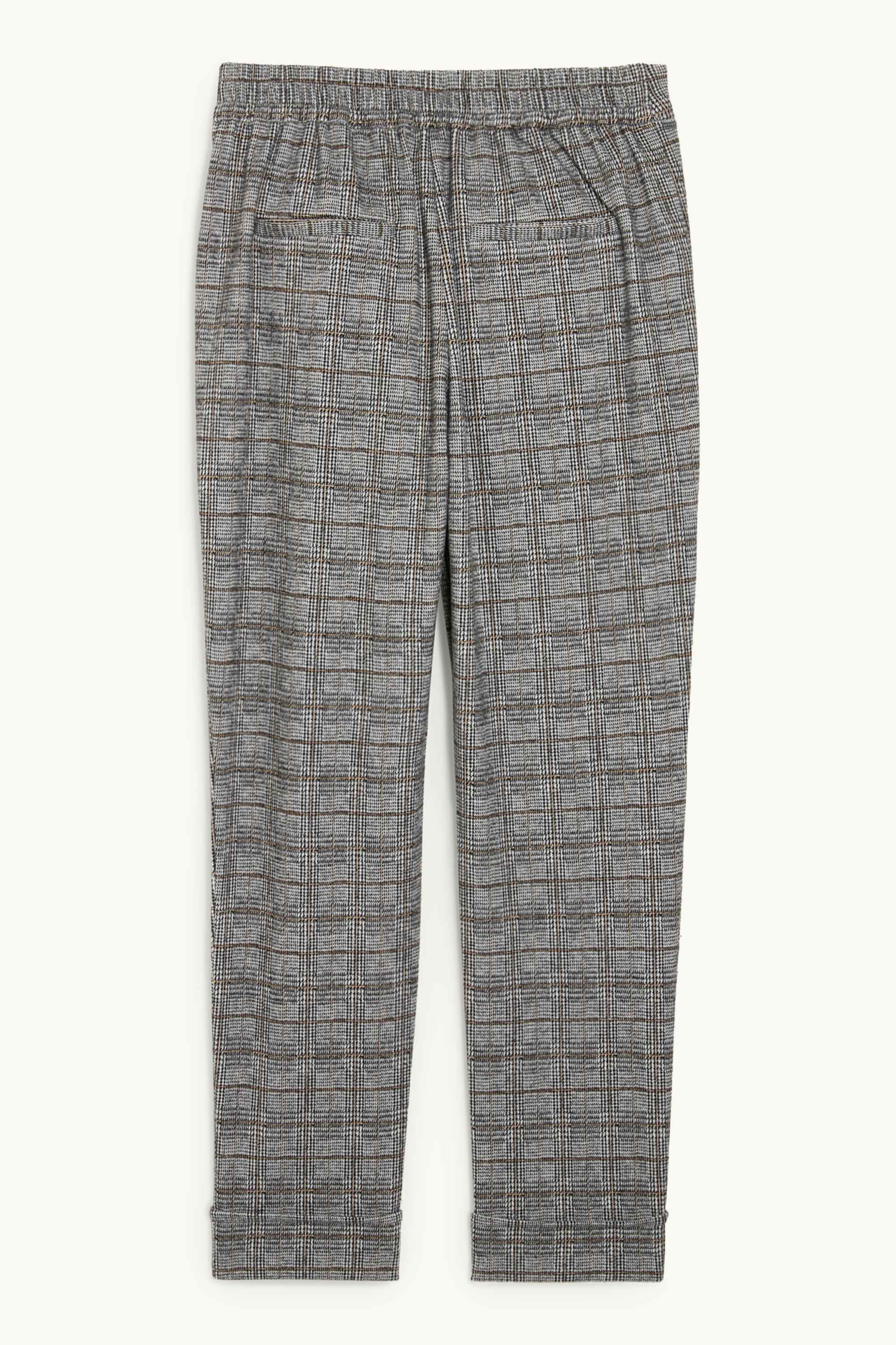 Cloth trousers - high-rise waist - tapered fit - check gray