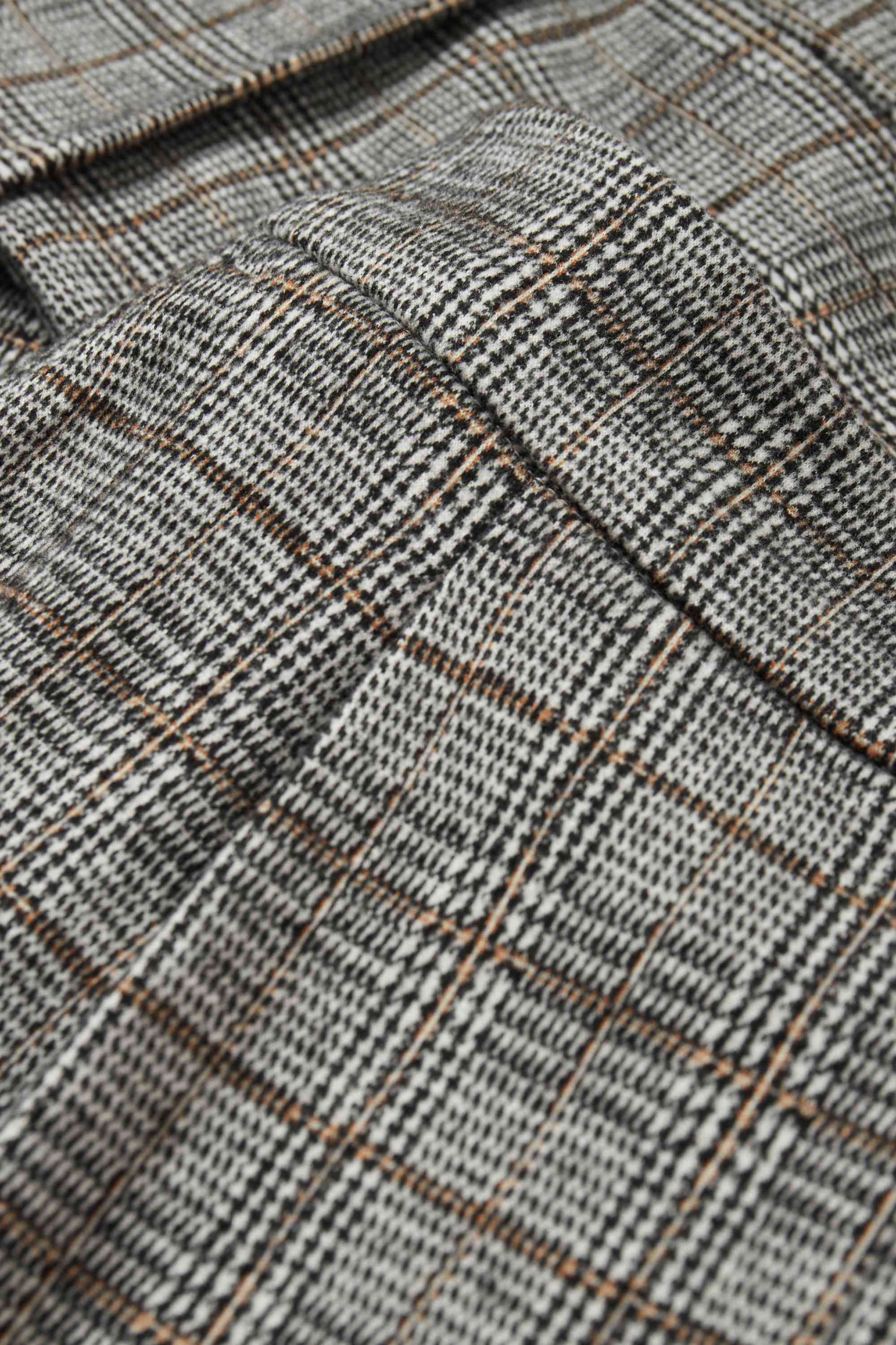 Cloth trousers - high-rise waist - tapered fit - check gray