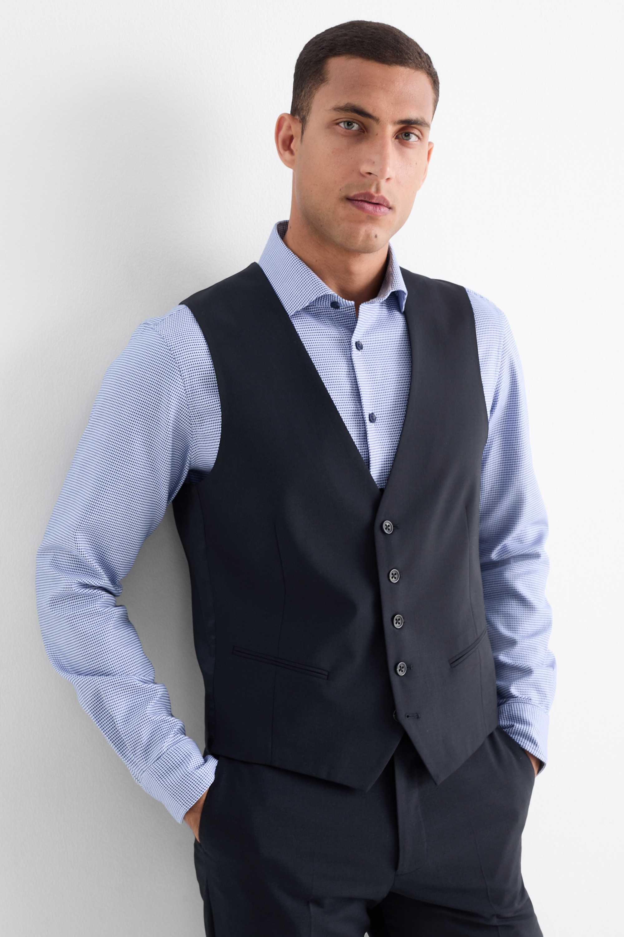 Waistcoat - regular fit - Flex - new wool blend dark blue
