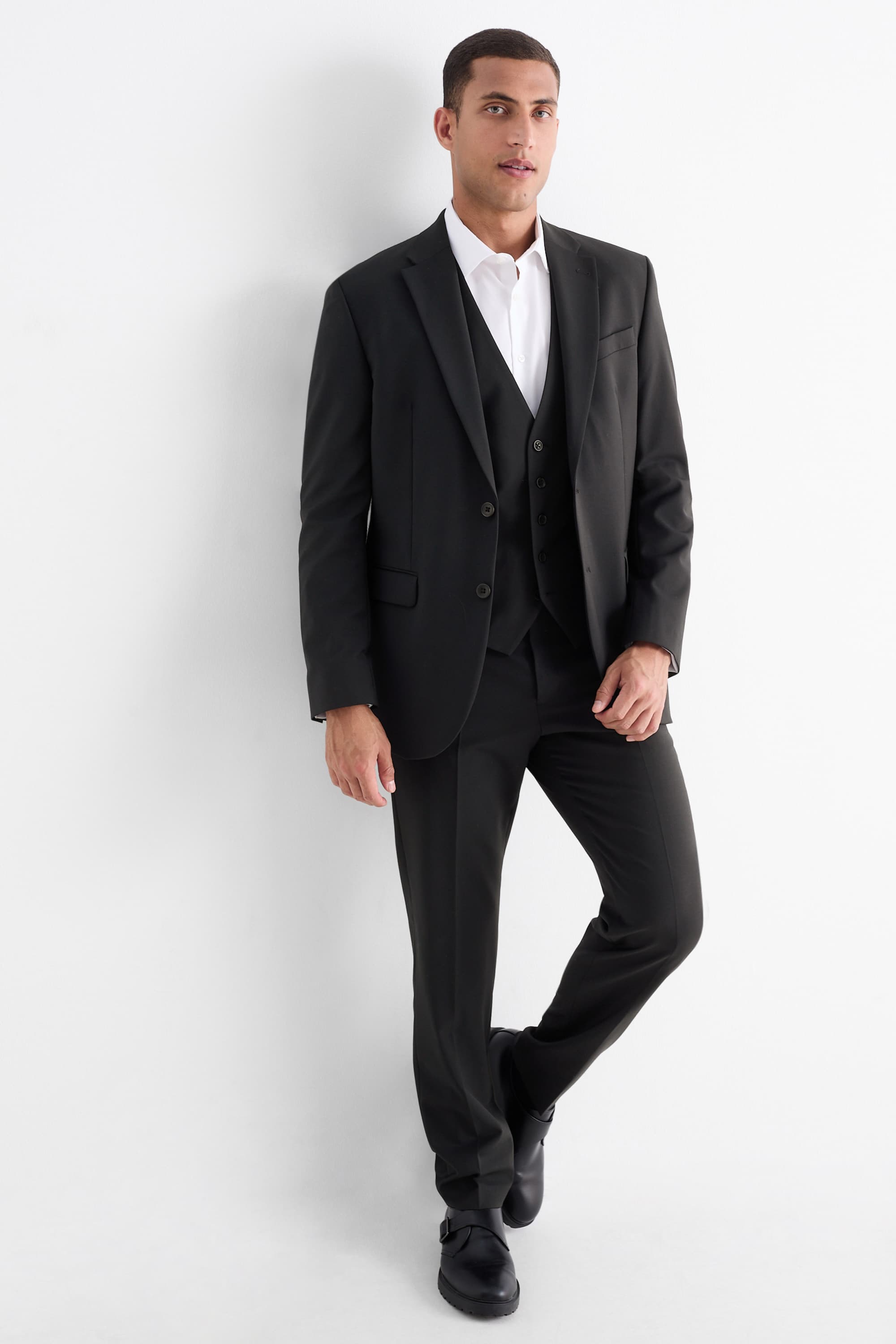 Waistcoat - regular fit - Flex - new wool blend black