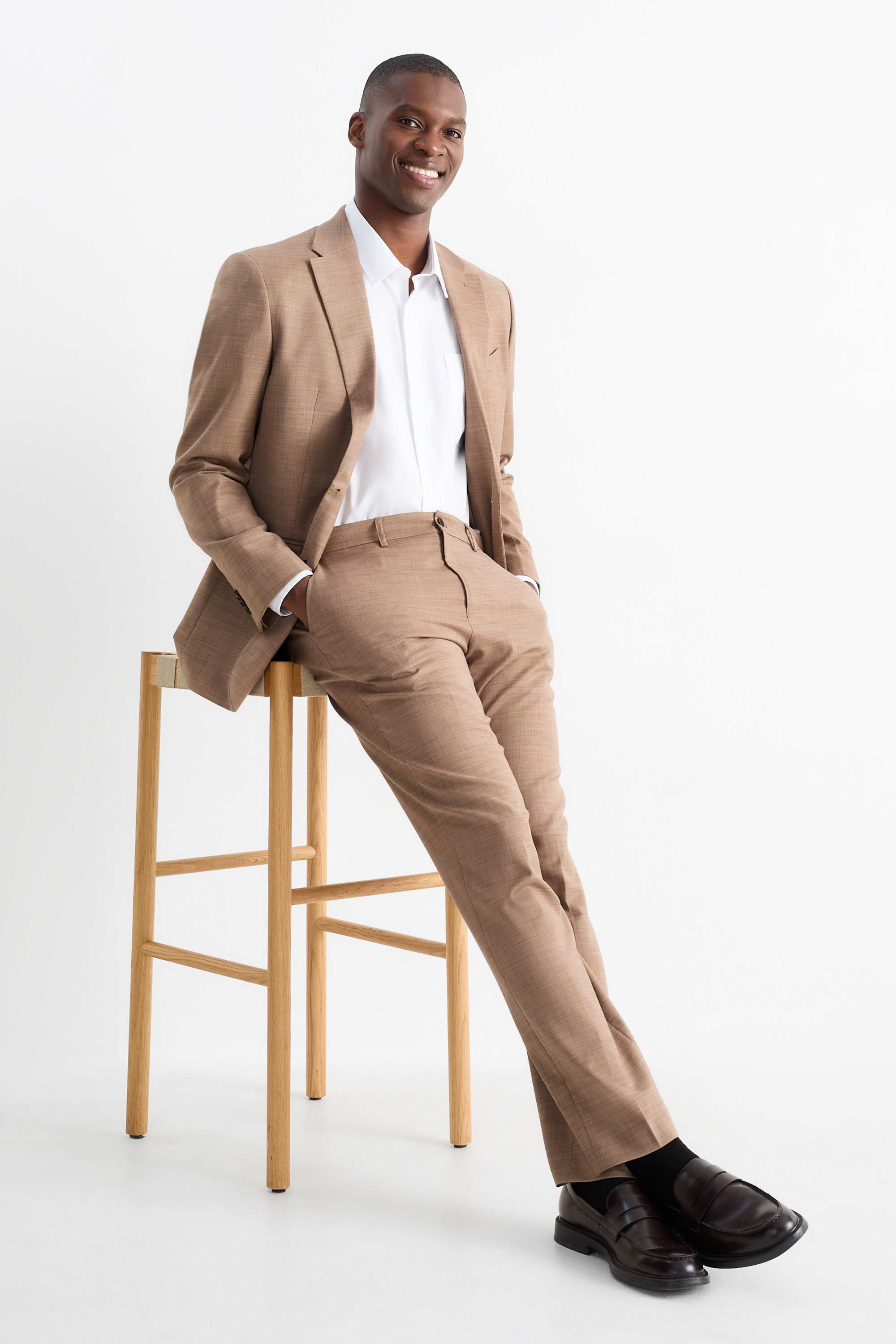 Mix-and-match tailored jacket - regular fit - Flex beige