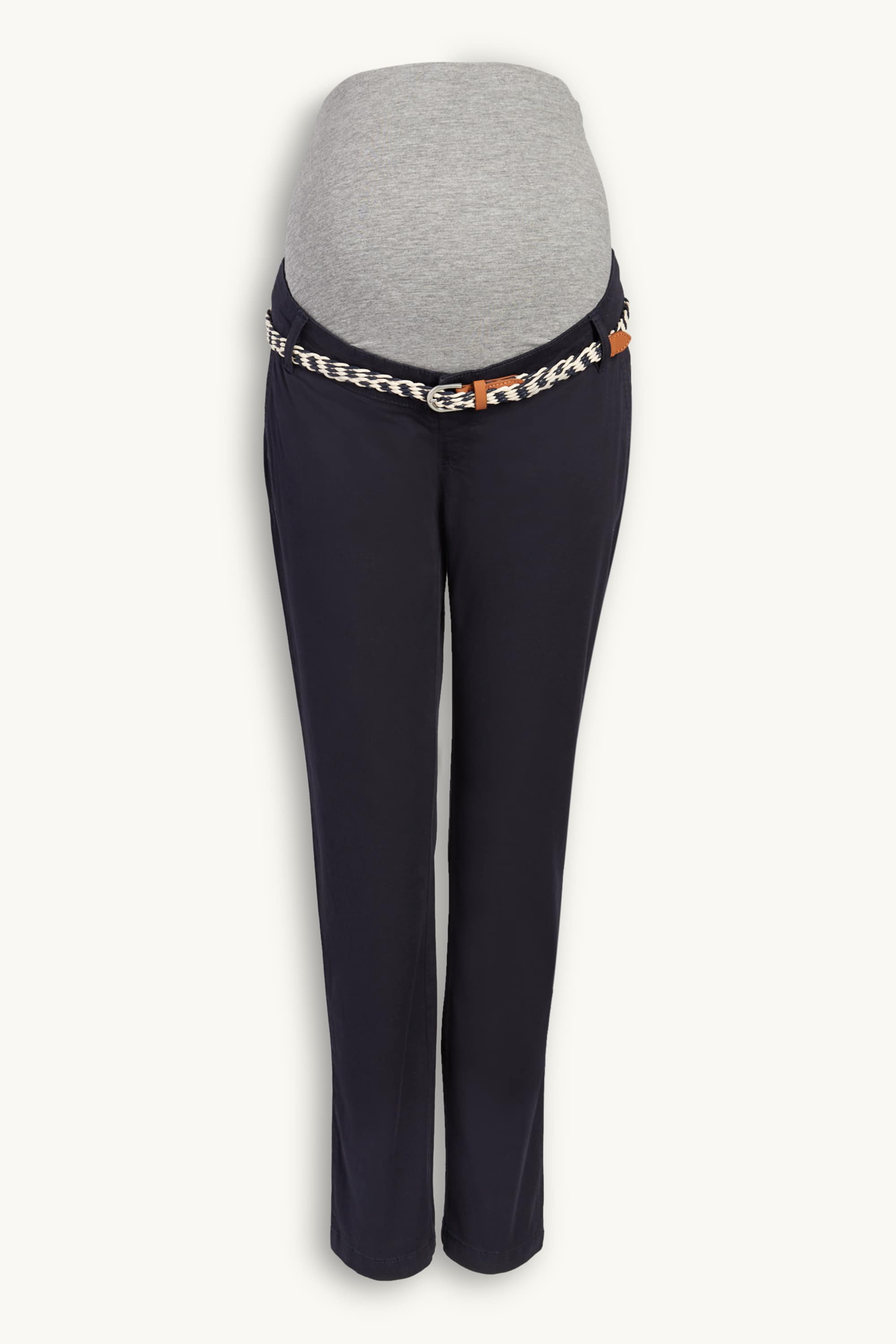 Maternity chinos with belt - slim fit dark blue