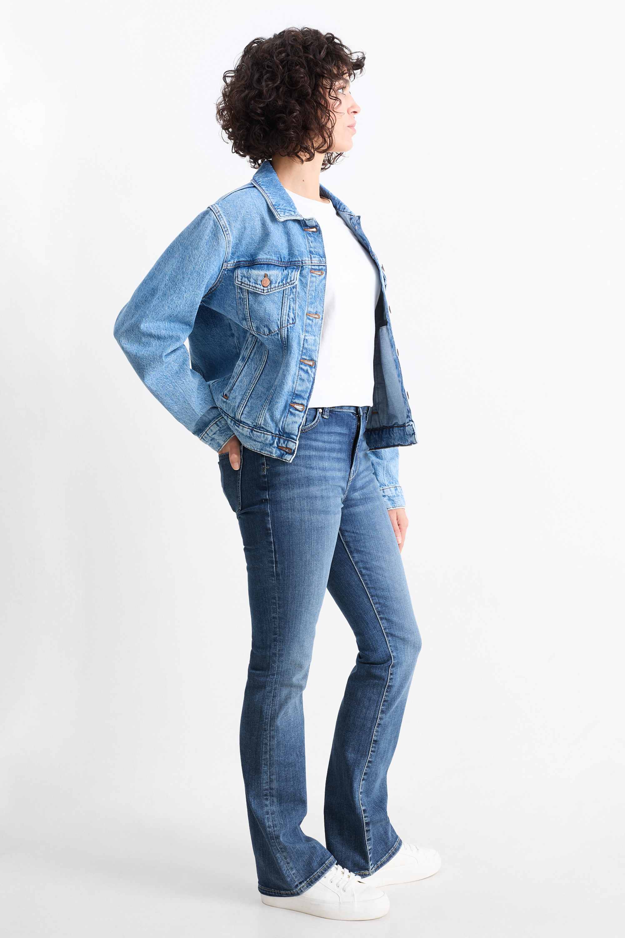 Bootcut jeans - mid-rise waist - LYCRA® blue denim