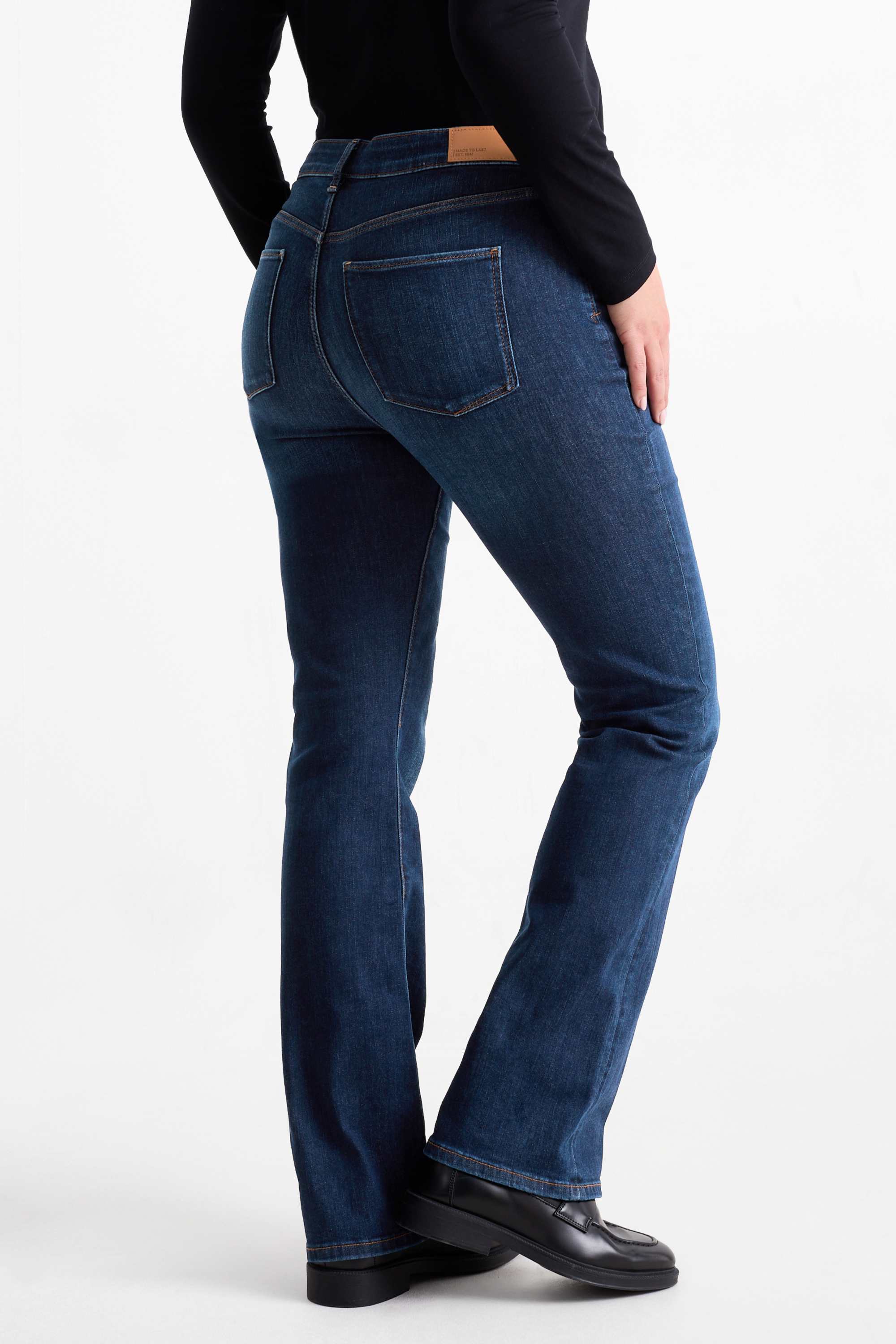 Bootcut jeans - mid-rise waist denim-dark blue