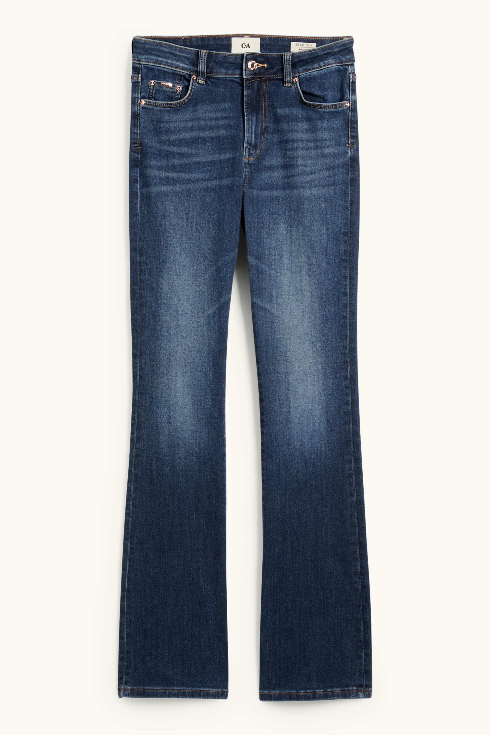 Bootcut jeans - mid-rise waist denim-dark blue