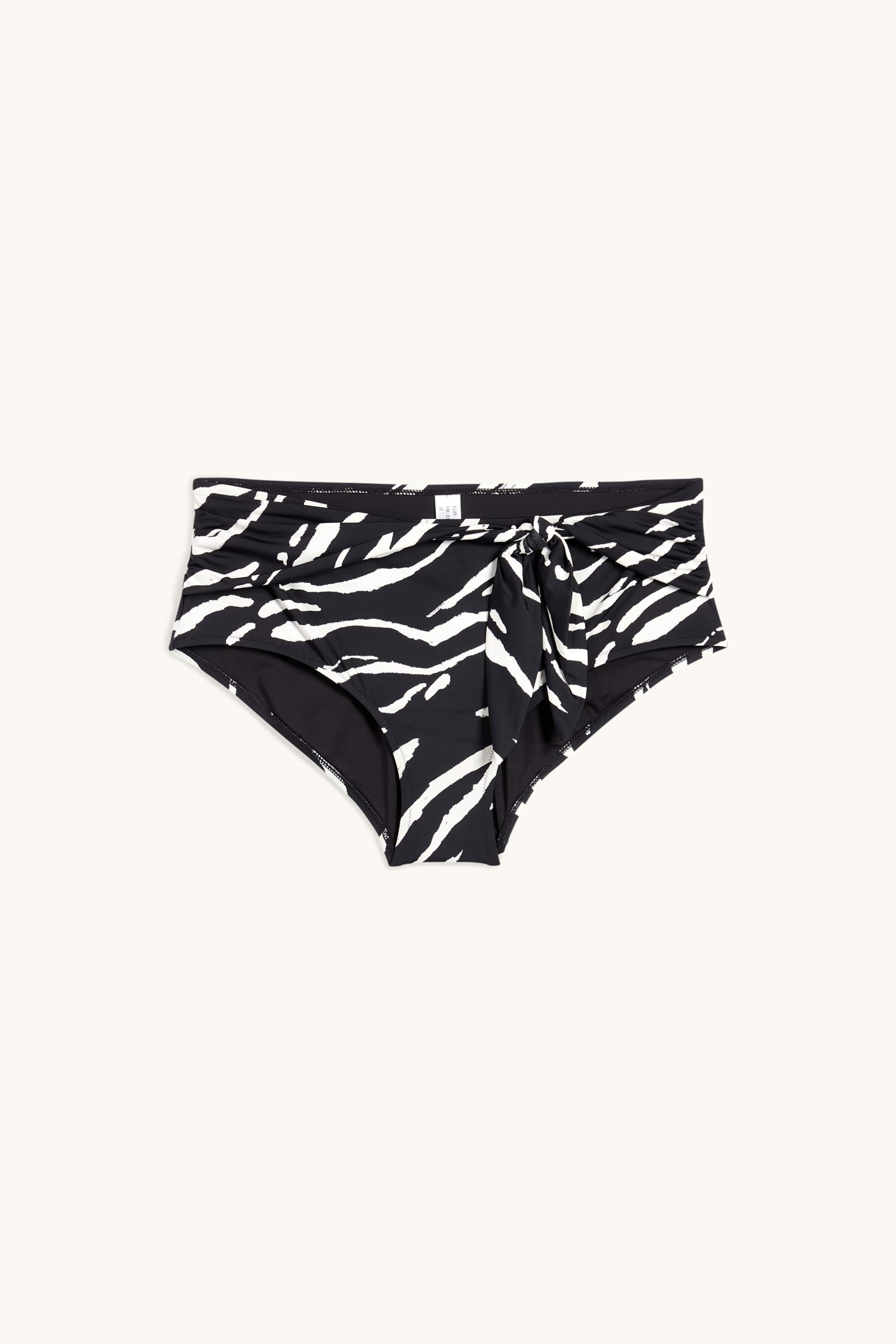 Bikini bottoms with knot detail - high waist - LYCRA® XTRA LIFE™ black / white