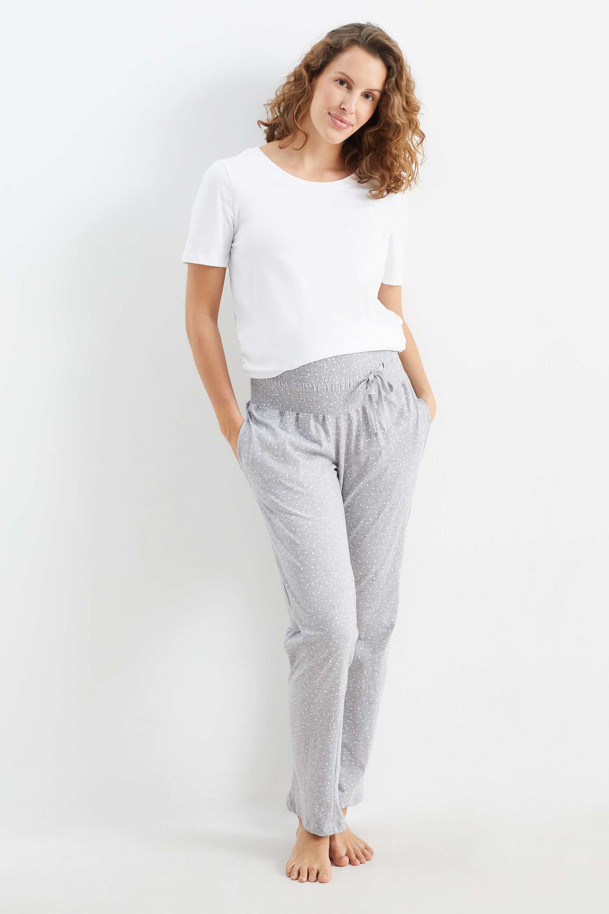 Maternity pyjama bottoms - polka dot gray
