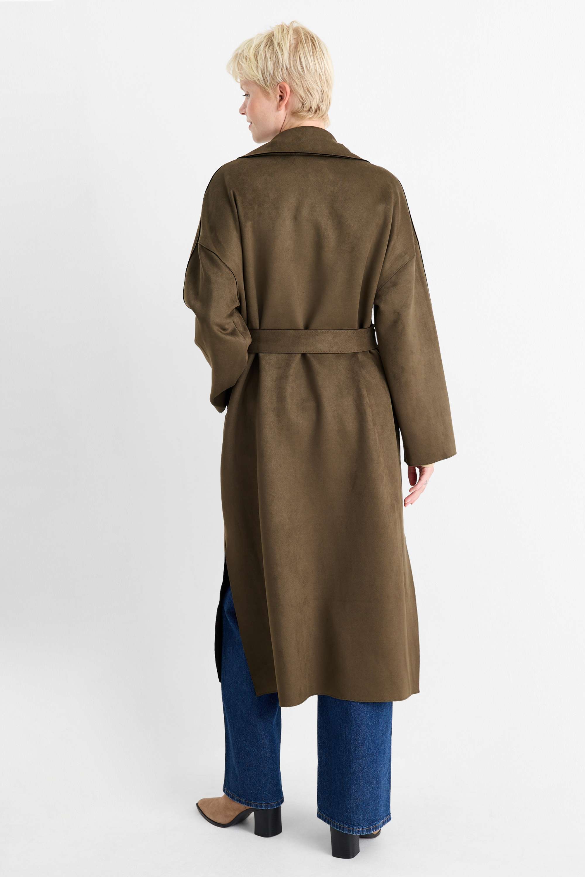 Trench coat - faux suede khaki