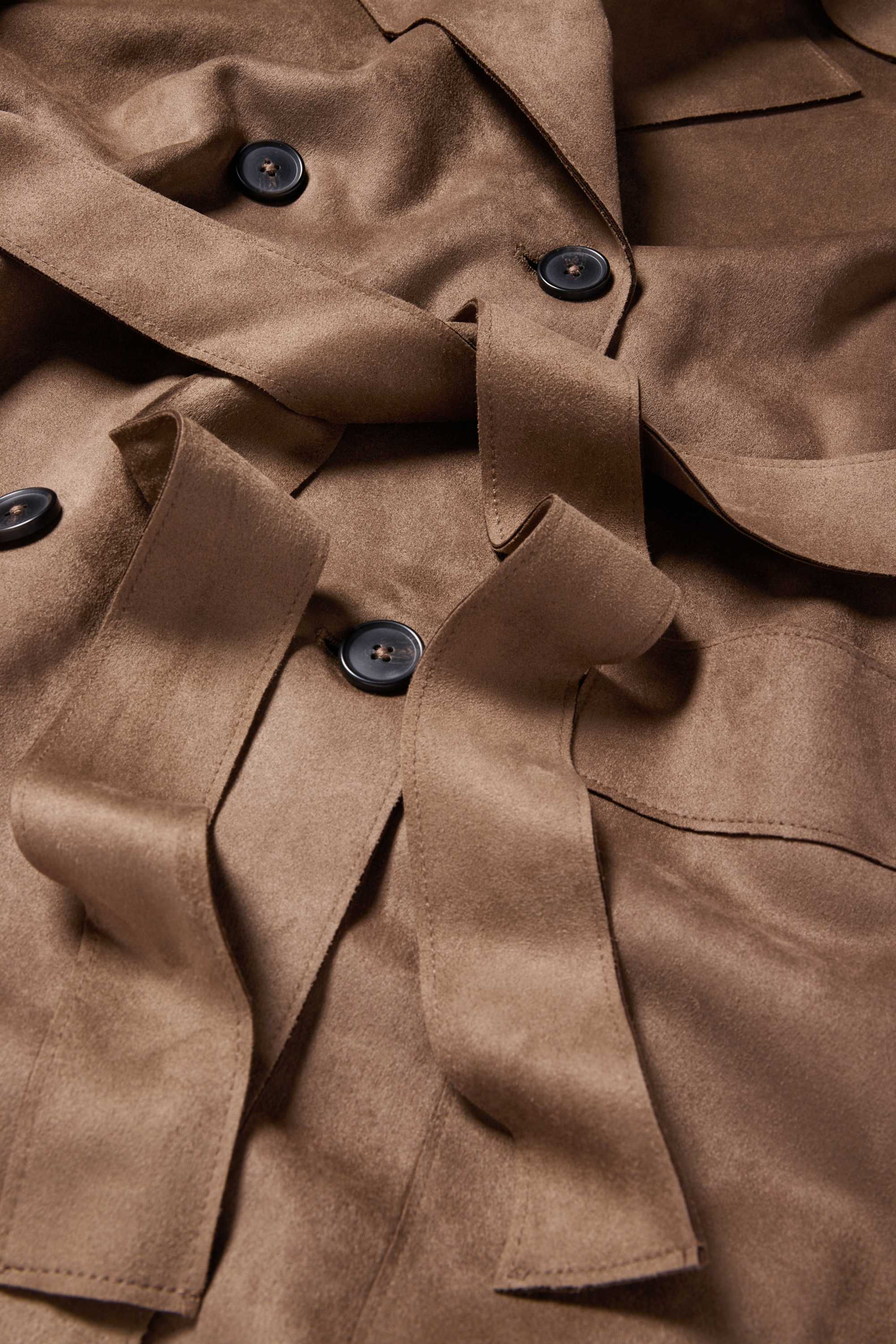 Trench coat - faux suede brown