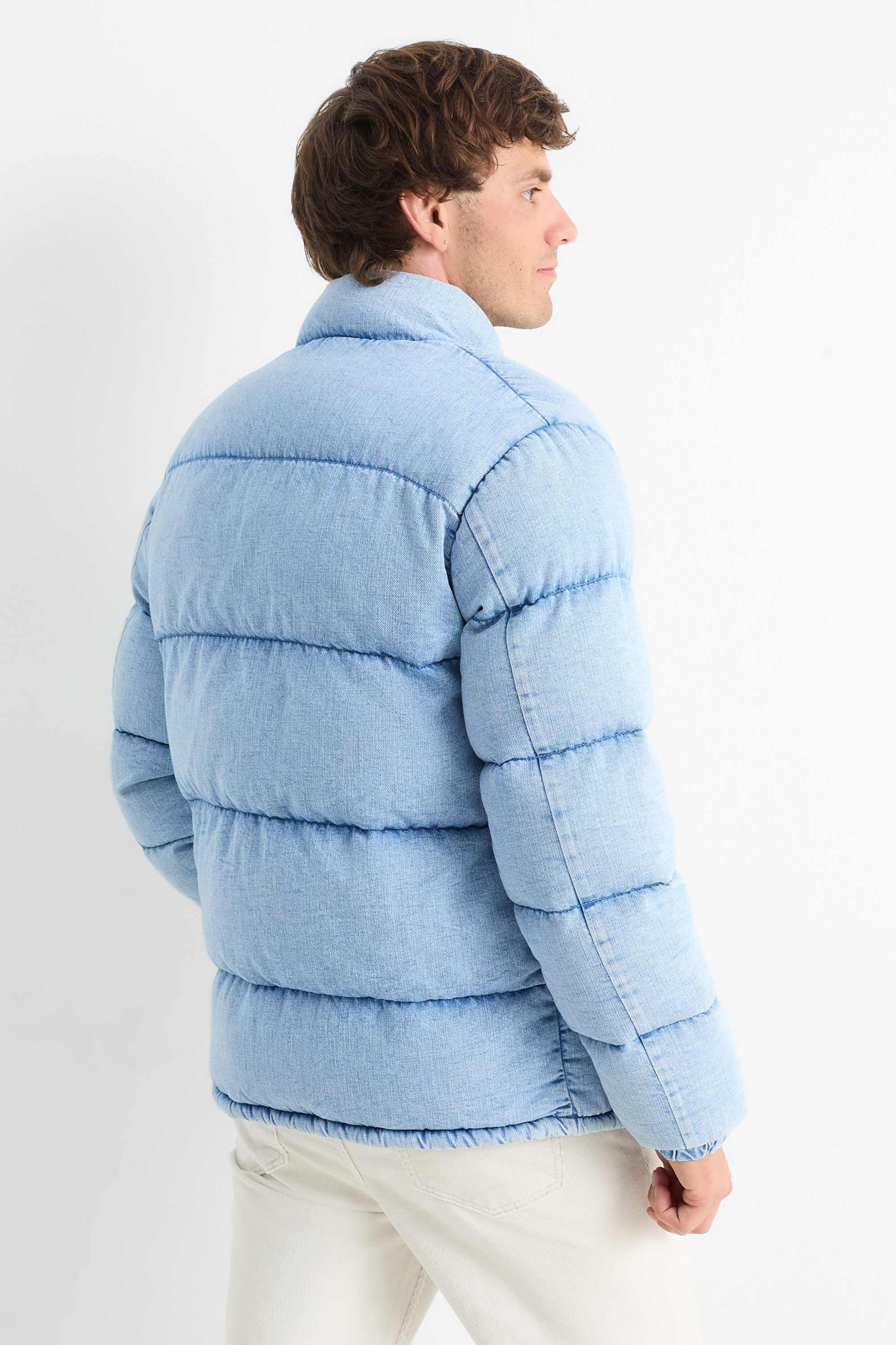 Quilted denim jacket light blue