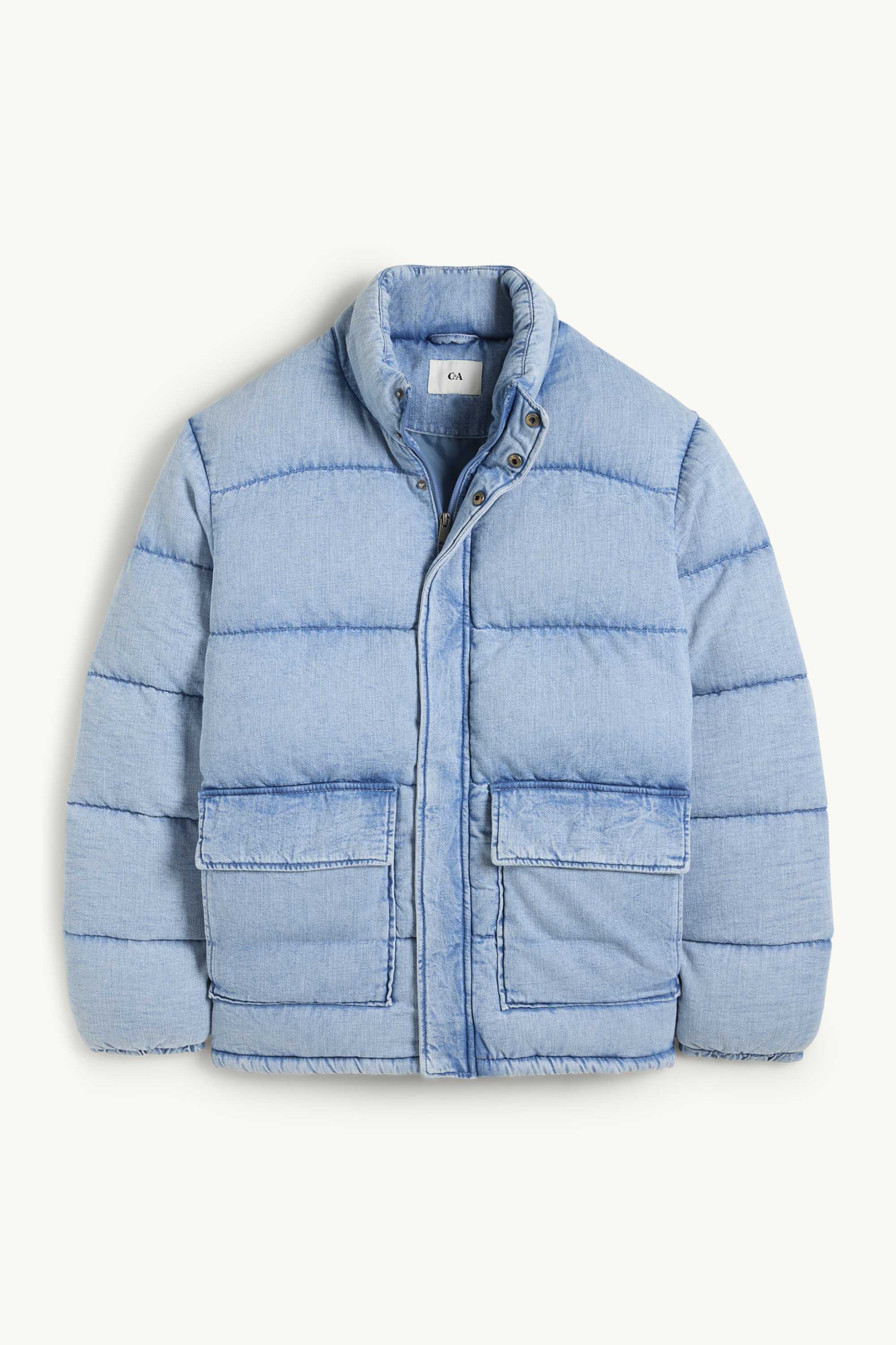 Quilted denim jacket light blue