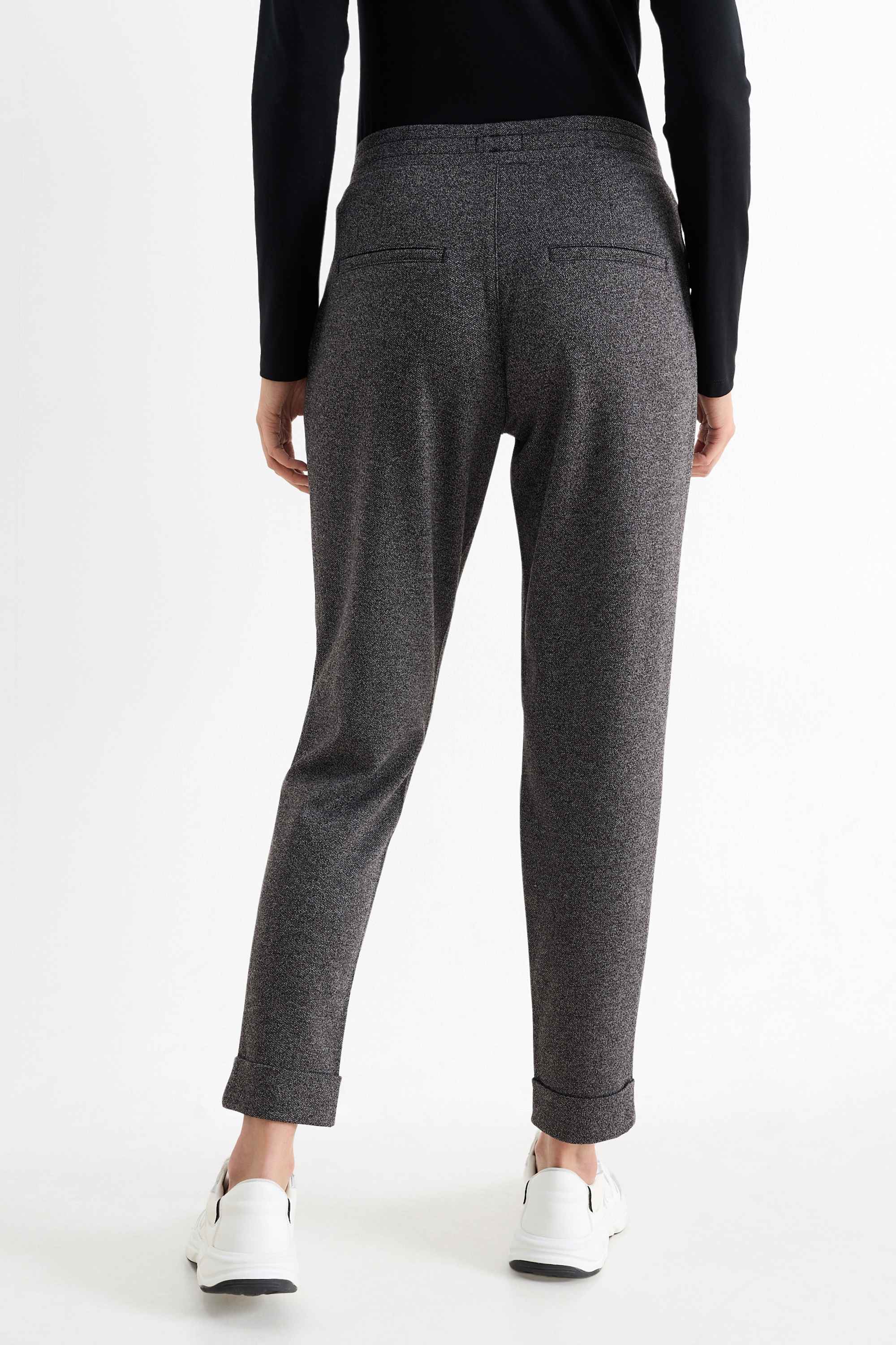 Cloth trousers - mid-rise waist - tapered fit dark gray