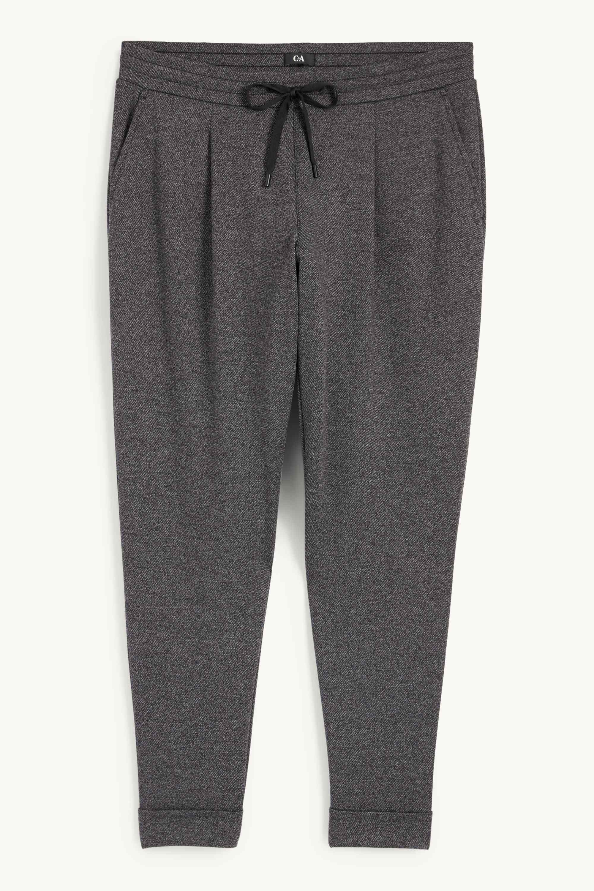 Cloth trousers - mid-rise waist - tapered fit dark gray