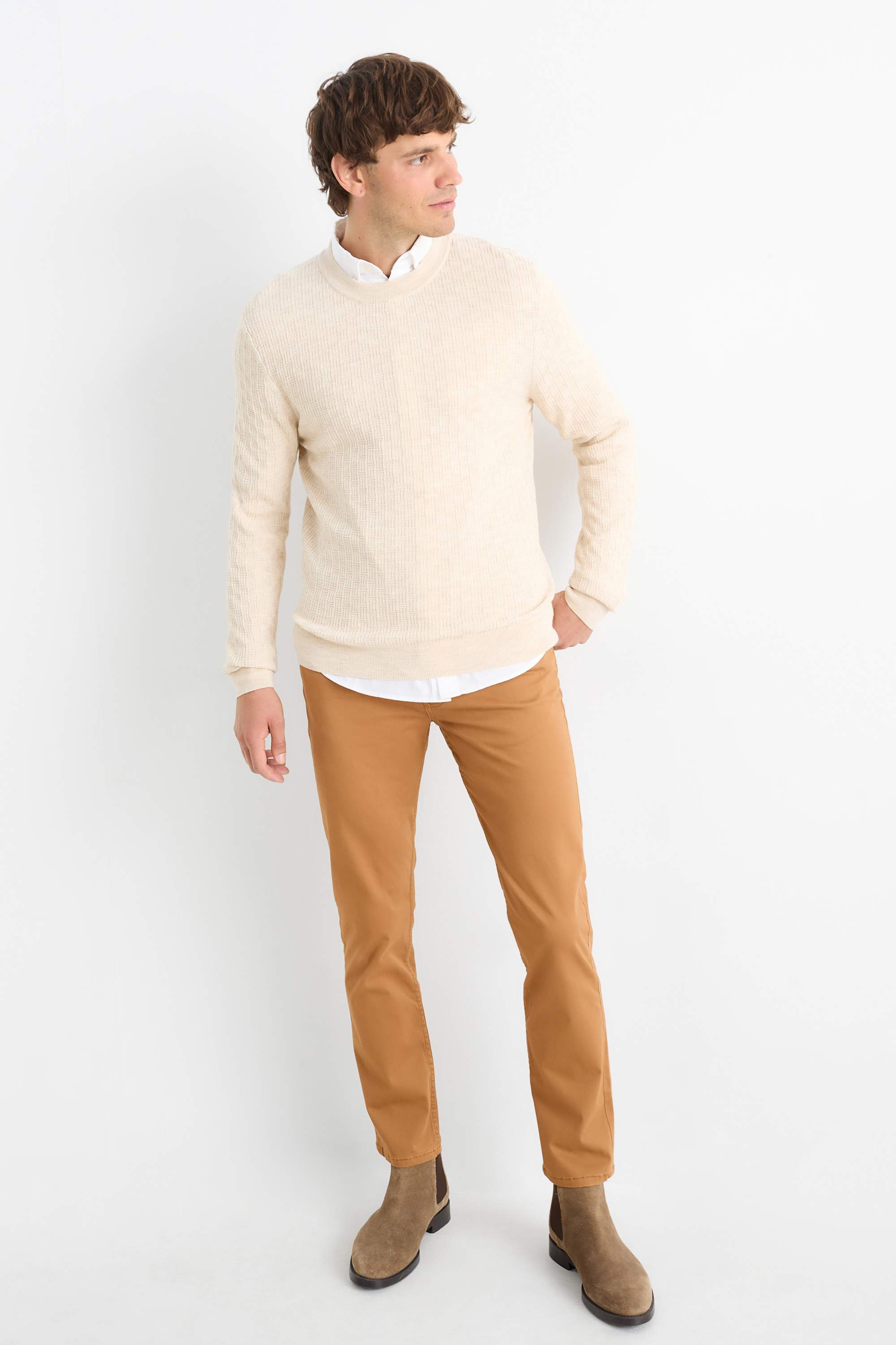 Trousers - slim fit brown