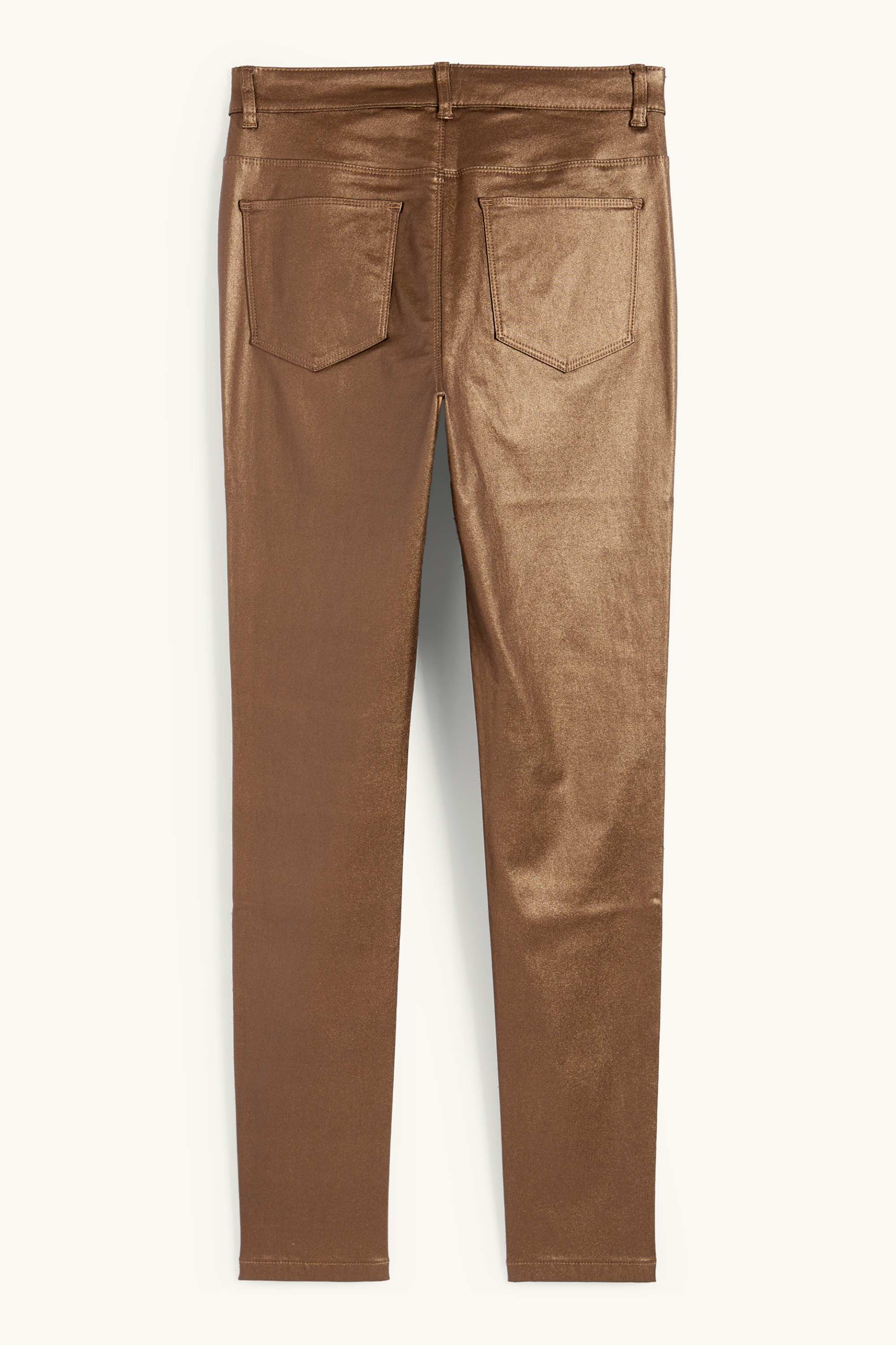 Trousers - high waist - skinny fit - shiny gold