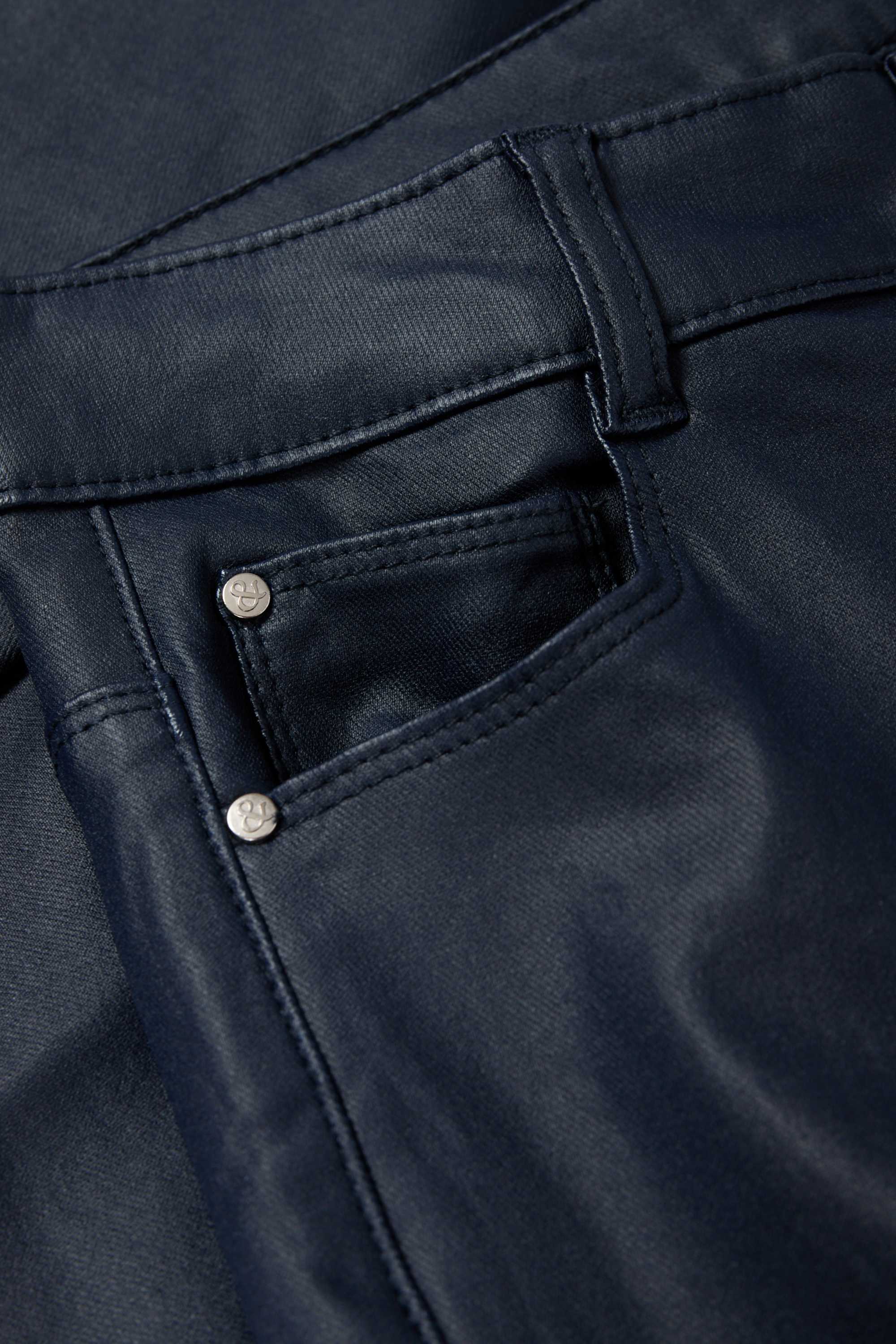 Trousers - high waist - skinny fit - shiny dark blue (7)
