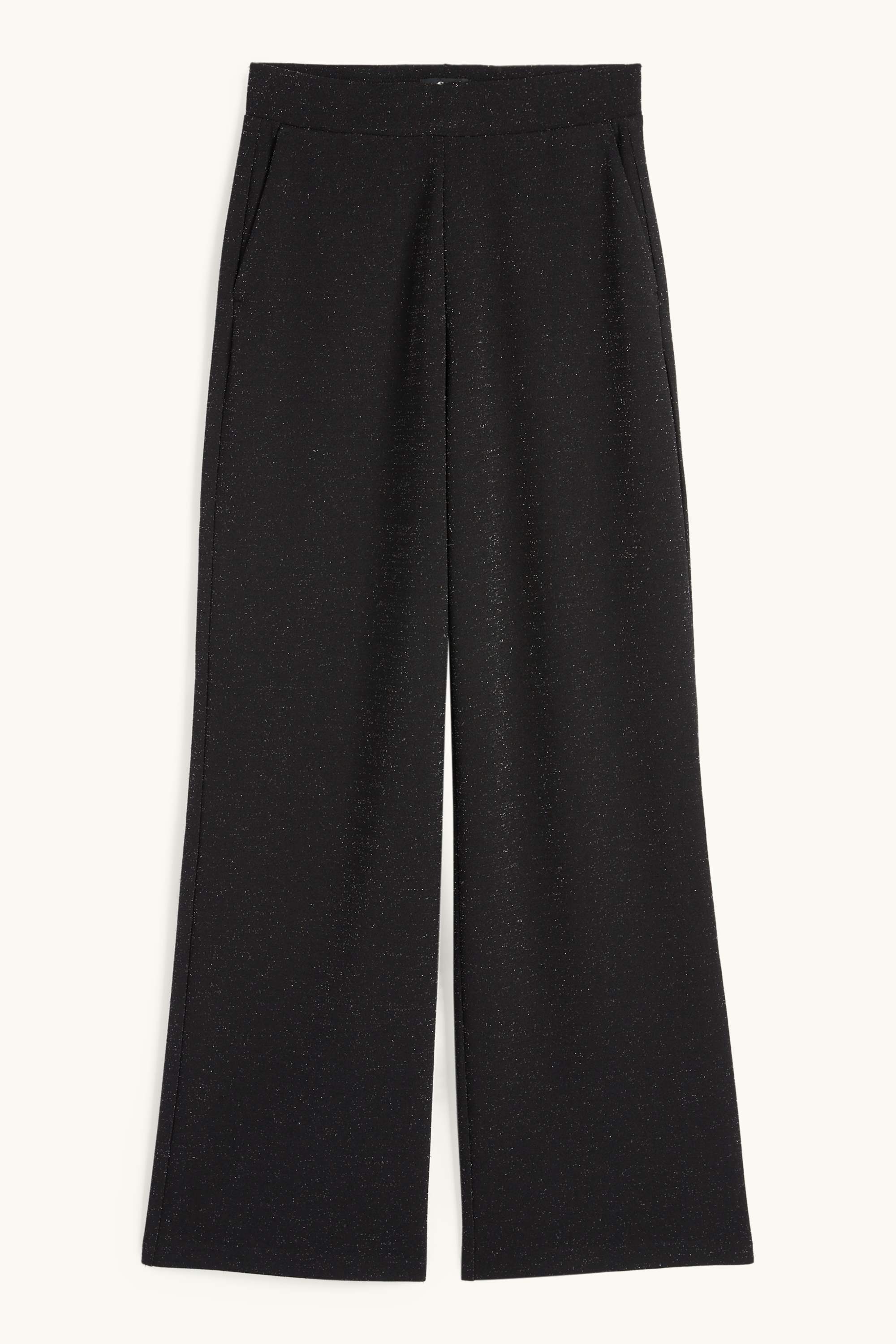 Jersey trousers - mid-rise waist - wide leg black