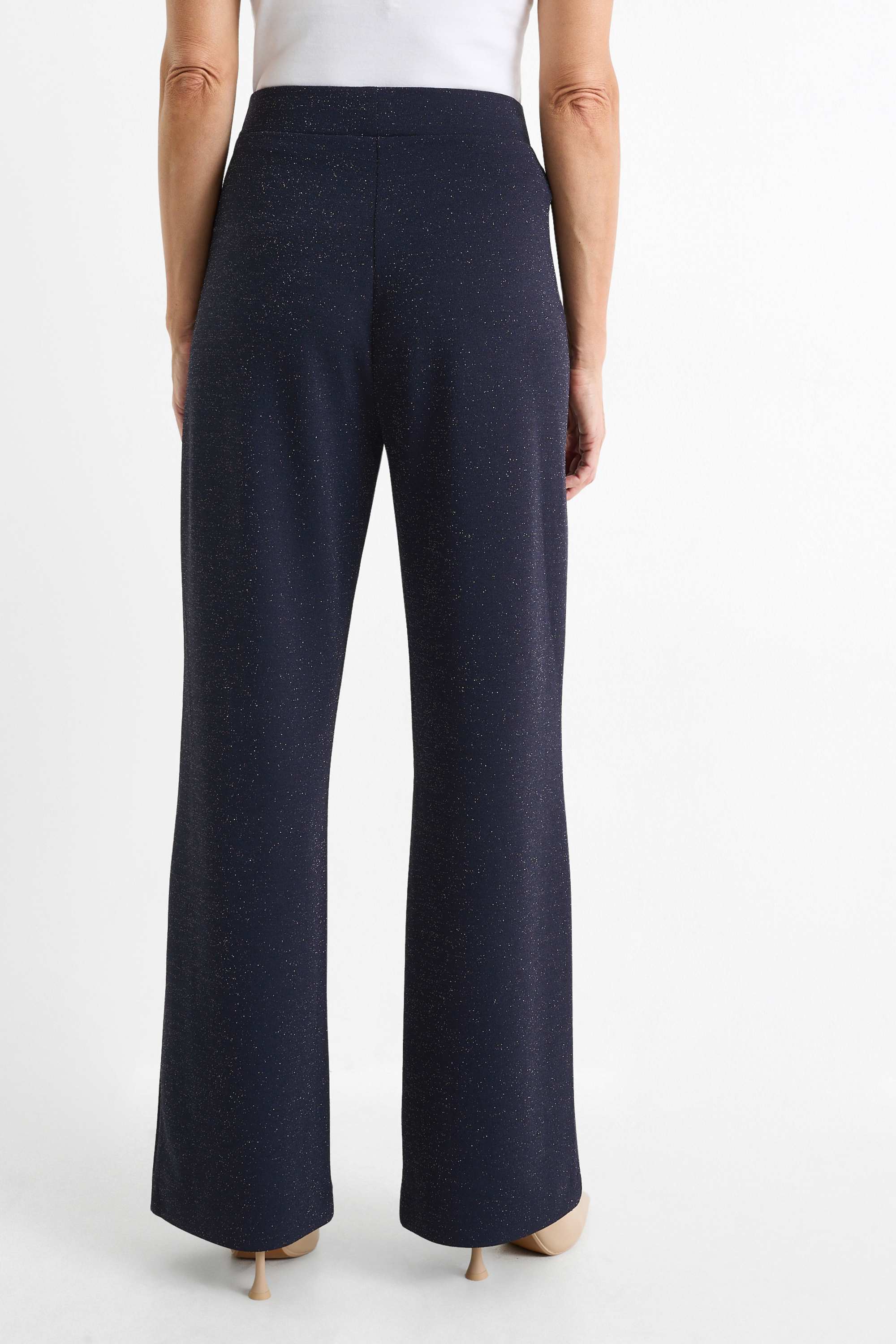 Jersey trousers - mid-rise waist - wide leg dark blue