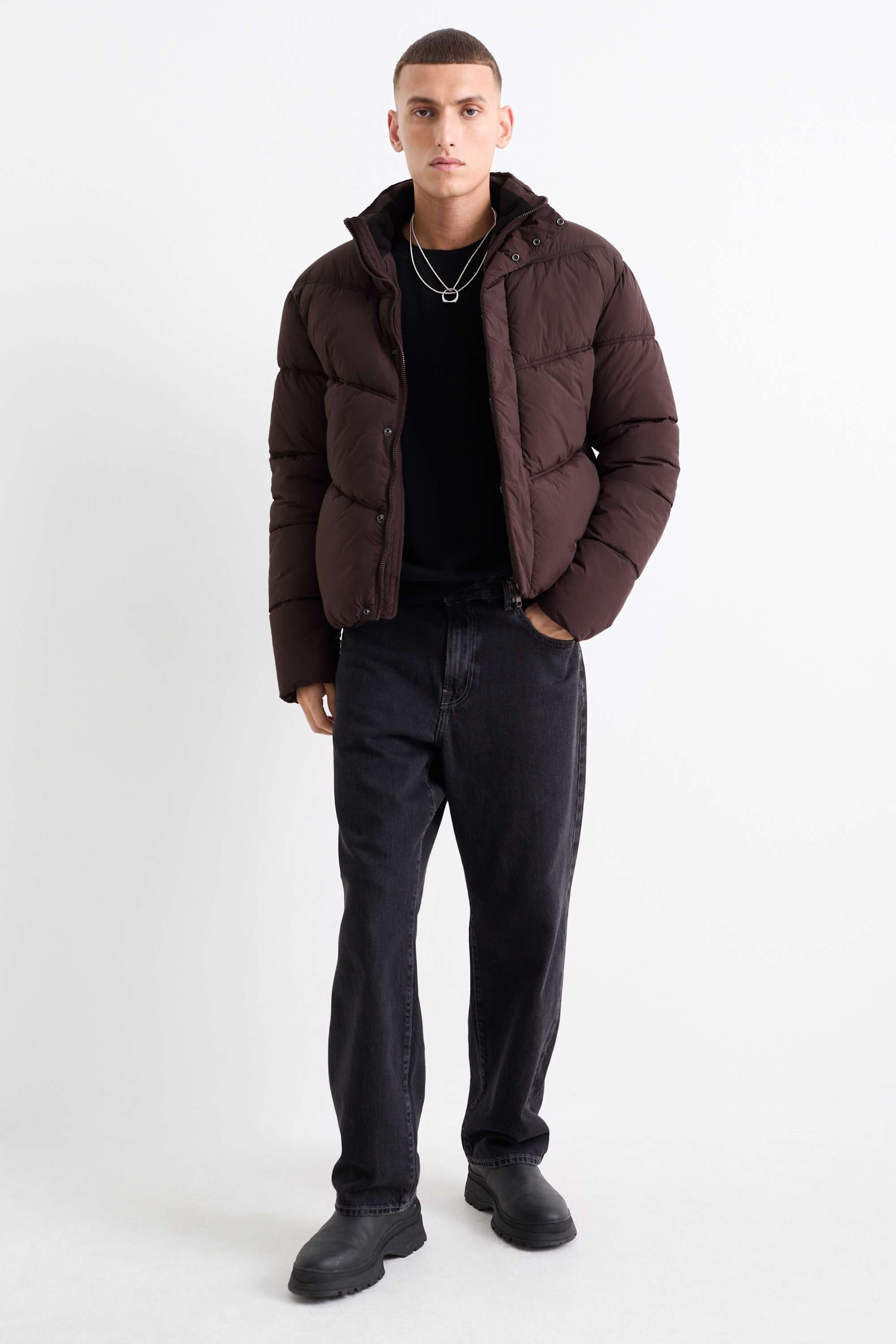 Quilted jacket dark brown