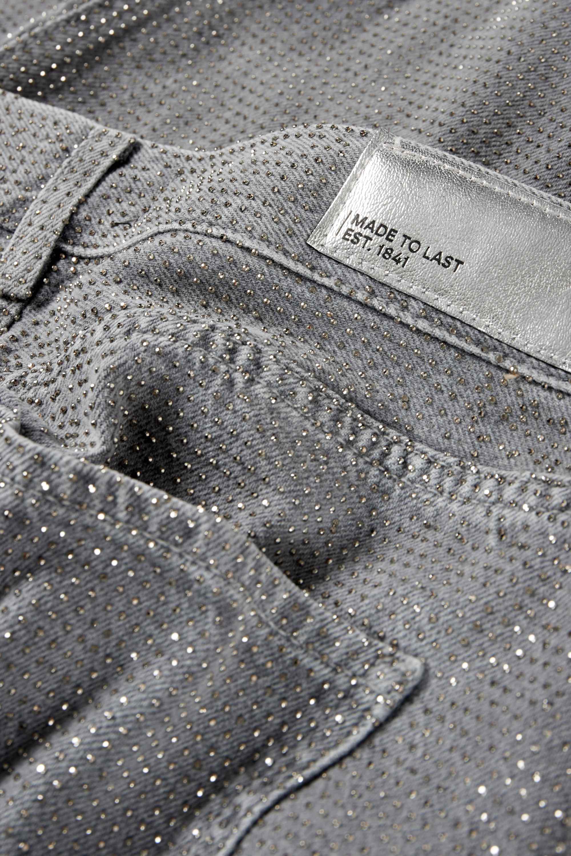 Denim miniskirt with rhinestones denim-gray