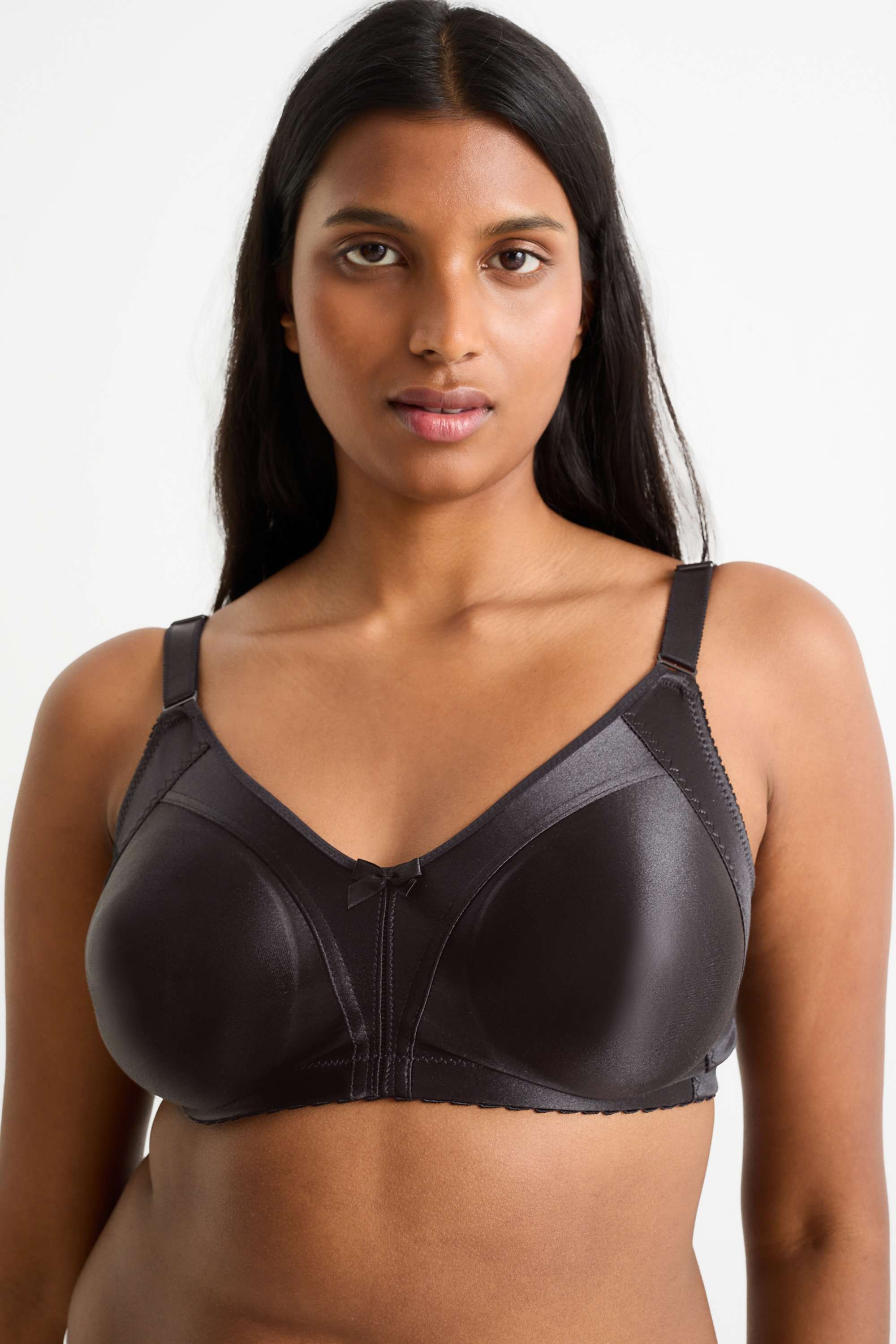 Non-wired minimiser bra - shiny black