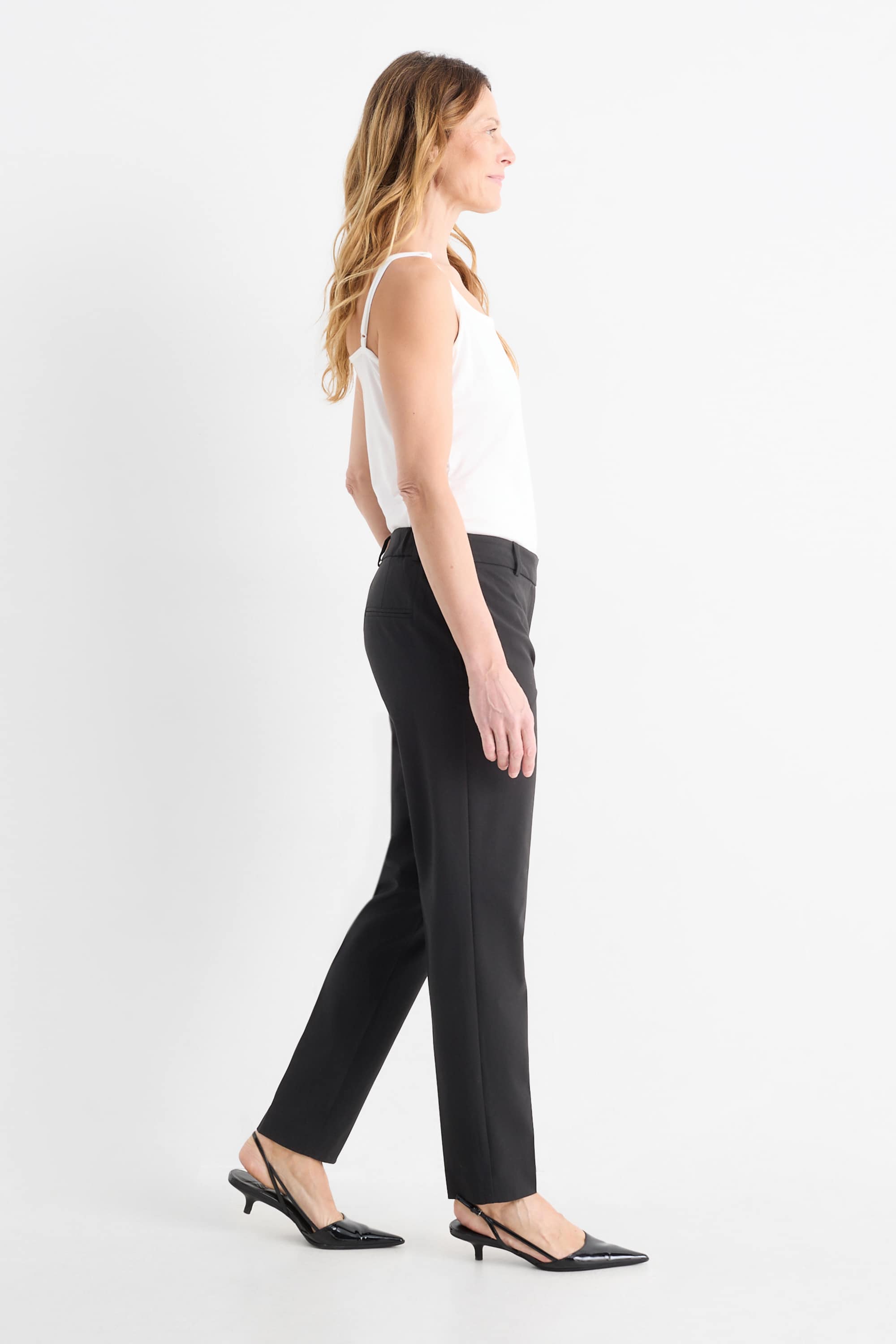 Business trousers - mid-rise waist - slim fit black