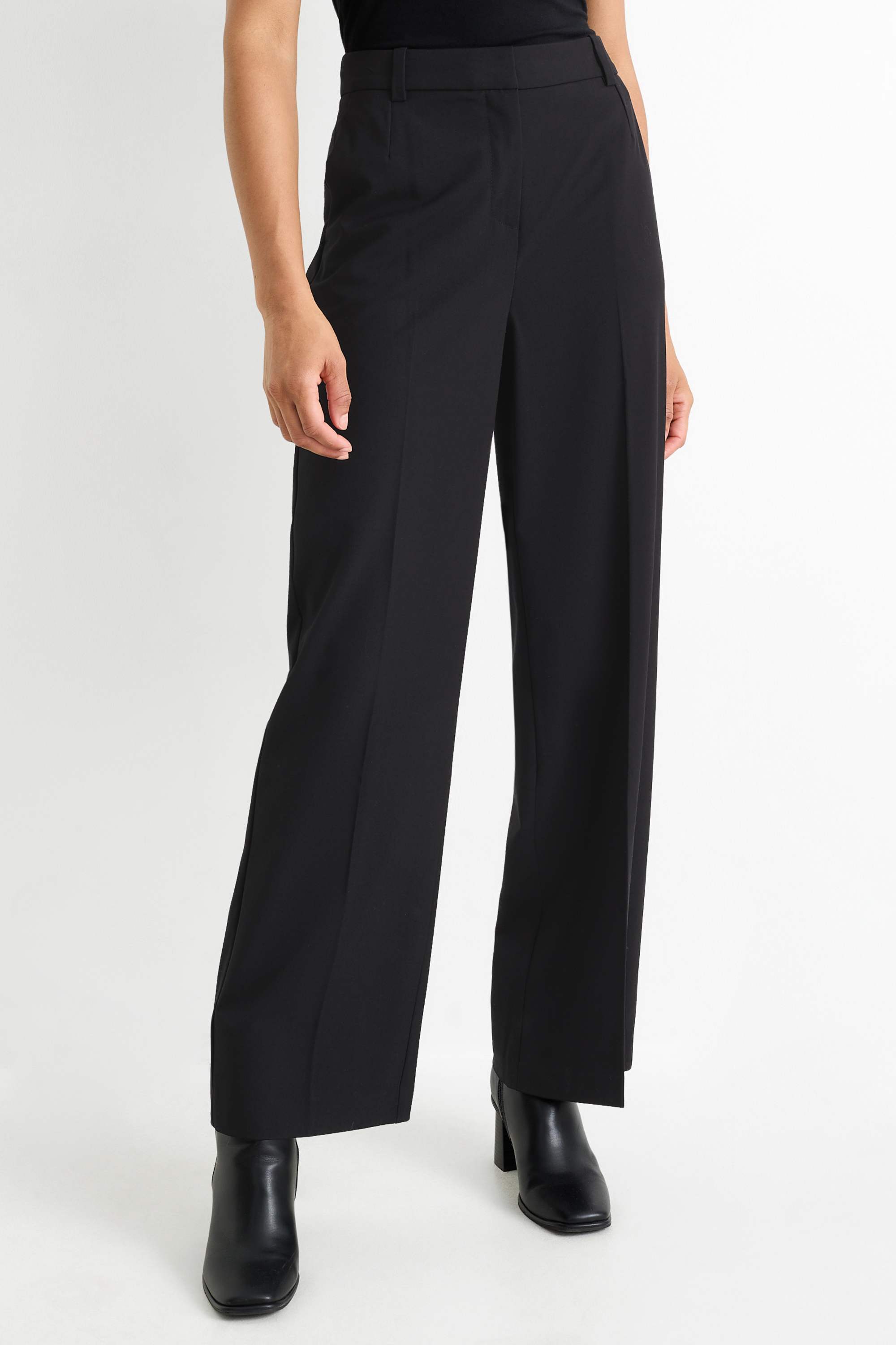 Business trousers - high waist - wide leg black