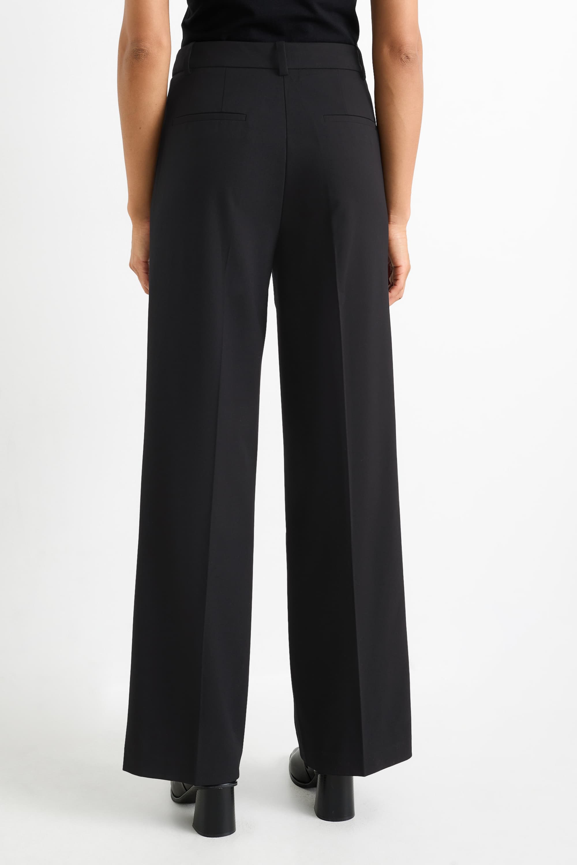 Business trousers - high waist - wide leg black