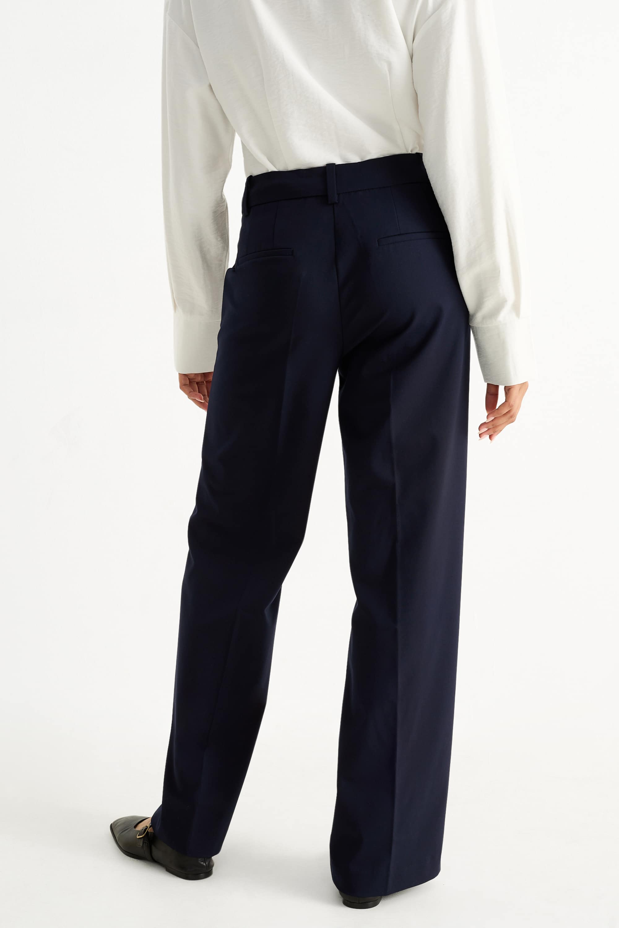 Business trousers - high waist - wide leg dark blue