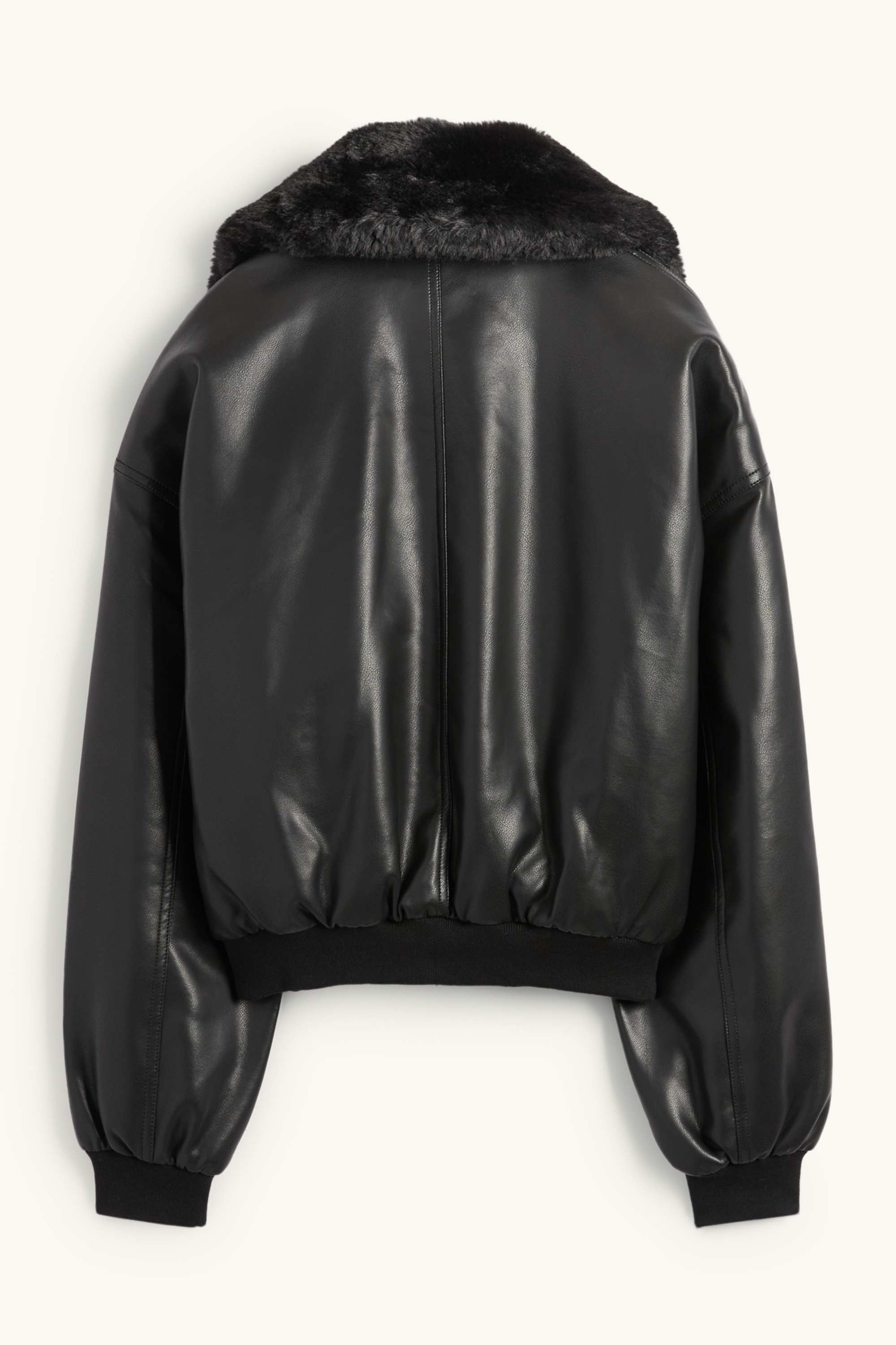 Bomber jacket with faux fur trim - faux leather black