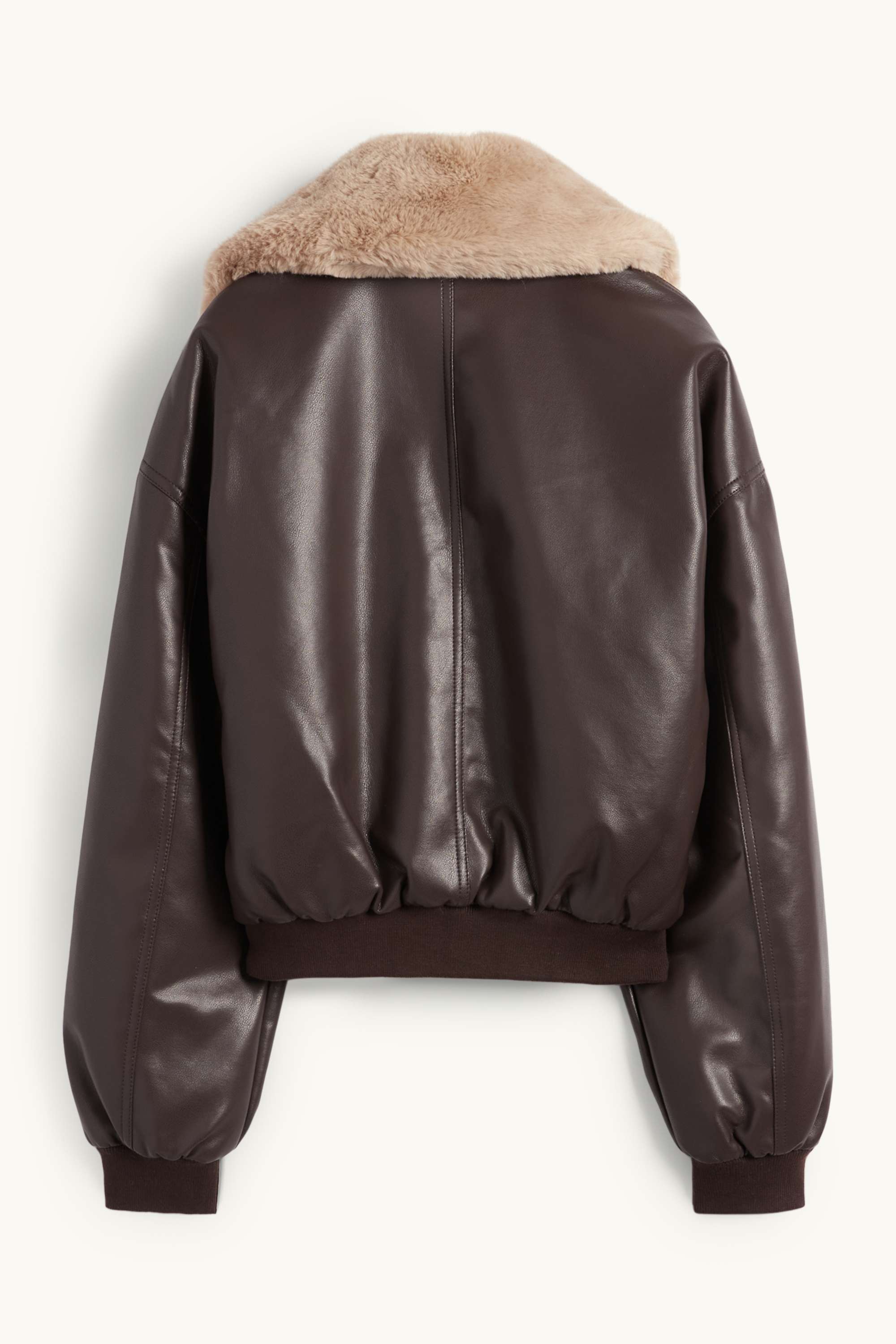 Bomber jacket with faux fur trim - faux leather dark brown